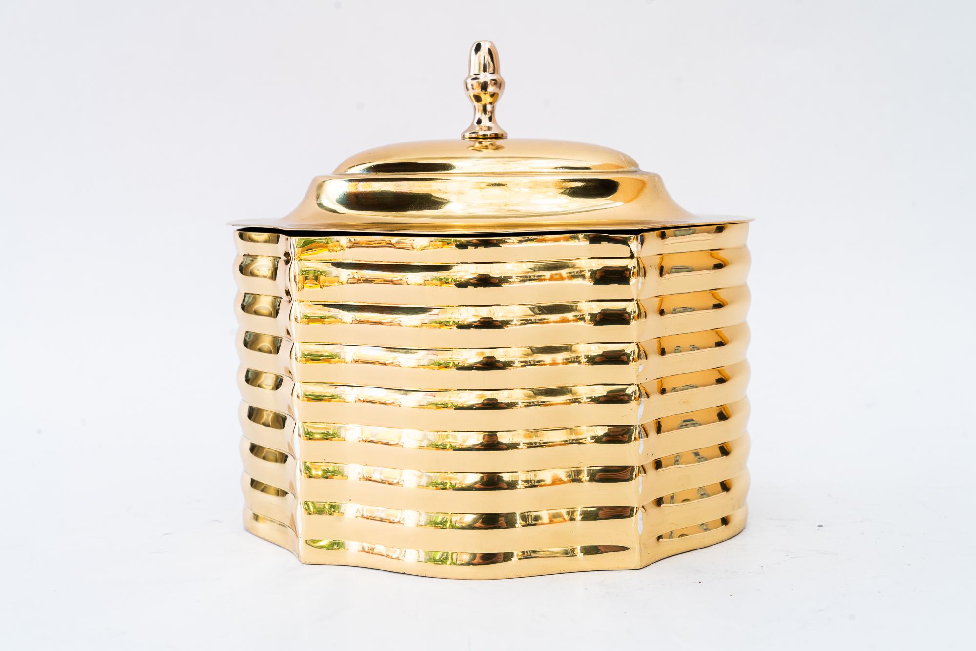 Art Deco brass Jewelry Box around 1920s
Brass polished and stove enameled
