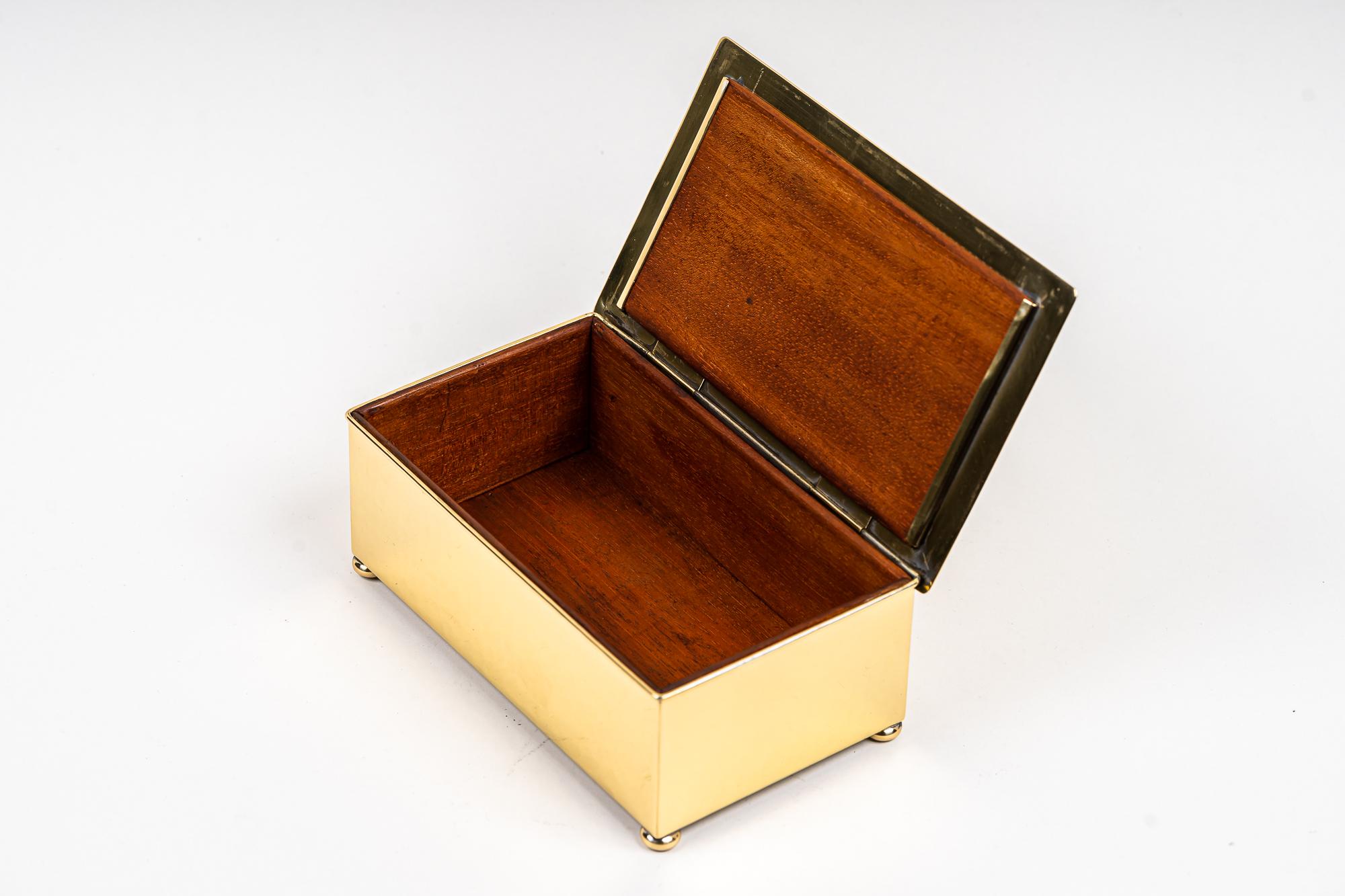 Art Deco Brass Jewelry Box with Hunting Motiv Vienna around 1920s 5