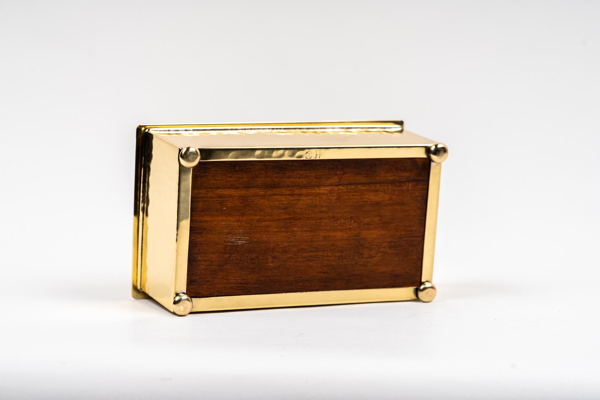 Art Deco Brass Jewelry Box with Hunting Motiv Vienna around 1920s 9