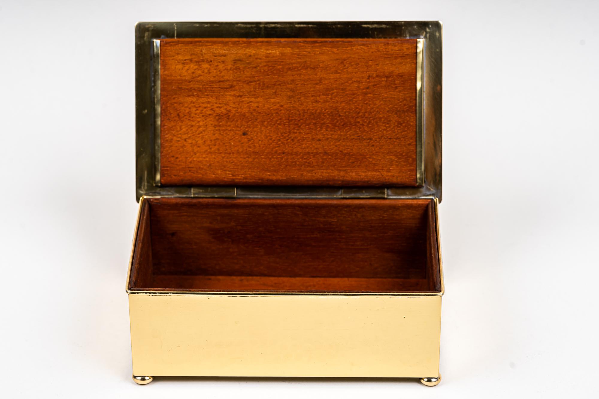 Art Deco Brass Jewelry Box with Hunting Motiv Vienna around 1920s 3