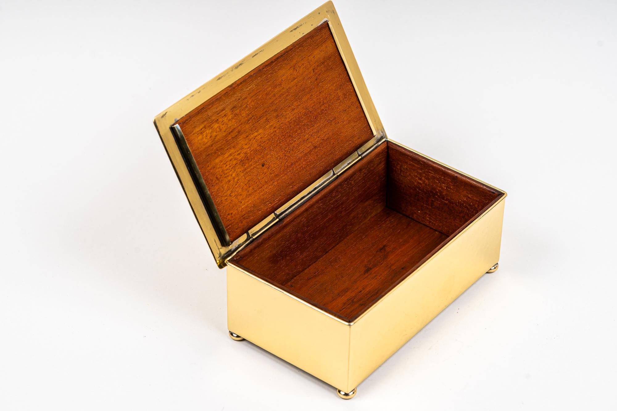 Art Deco Brass Jewelry Box with Hunting Motiv Vienna around 1920s 4