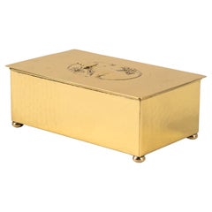 Art Deco Brass Jewelry Box with Hunting Motiv Vienna around 1920s