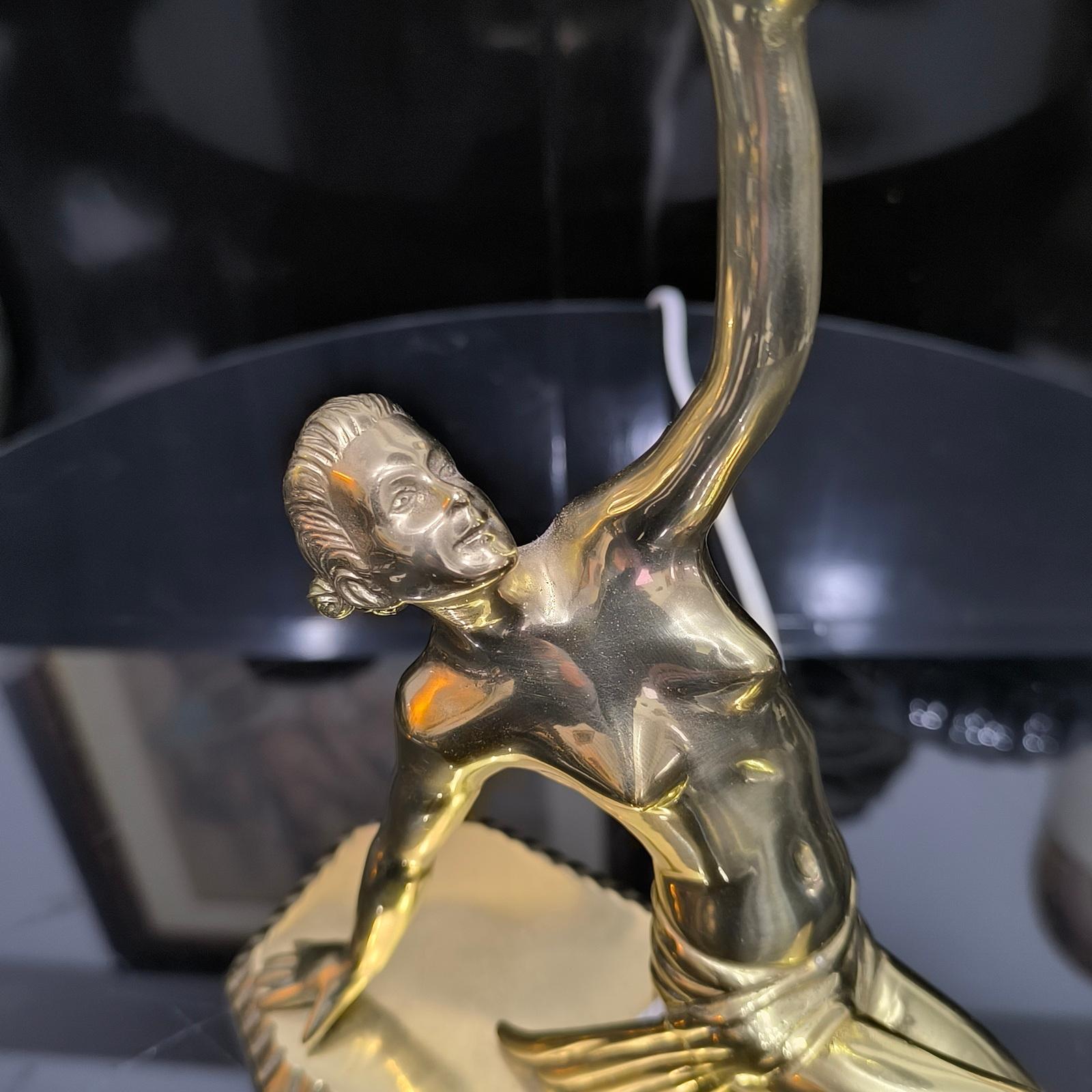 Art Deco Brass Lady Figural Lamp, in the Style of Lorenzl, circa 1940 For Sale 5