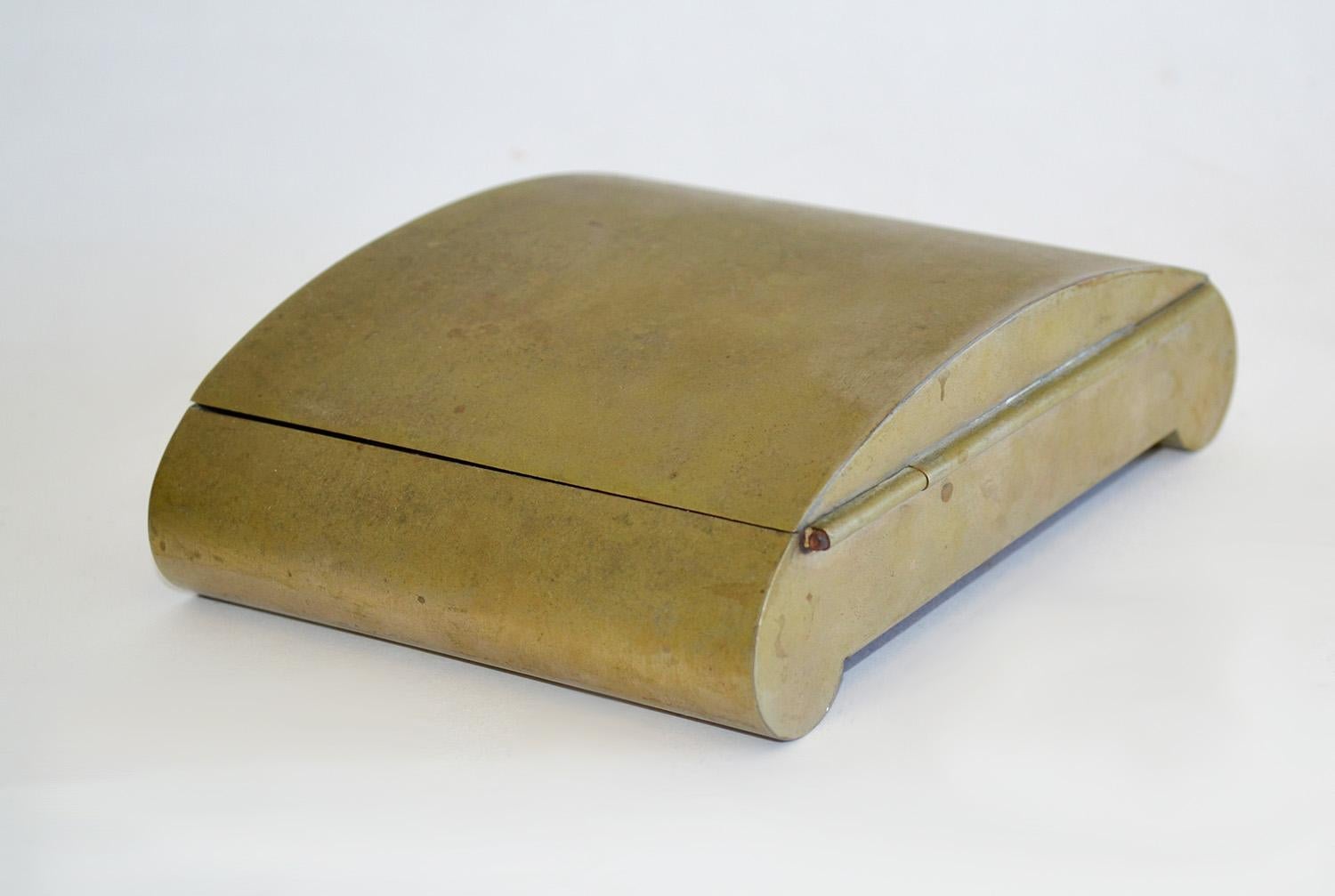 Caja de cigarrillos con tapa de latón Art Decó, años 30 Francia Francés en venta