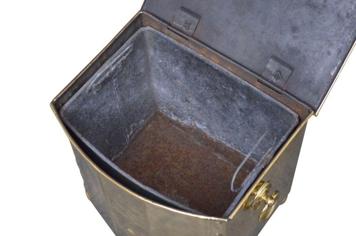 English Art Deco Brass Log or Coal Bin For Sale