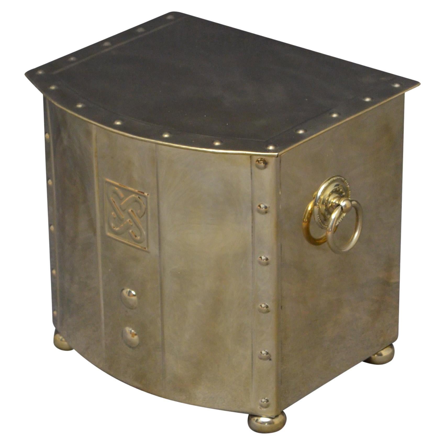 Art Deco Brass Log or Coal Bin For Sale