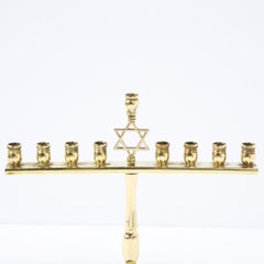 Art Deco Brass Menorah with Streamline Design