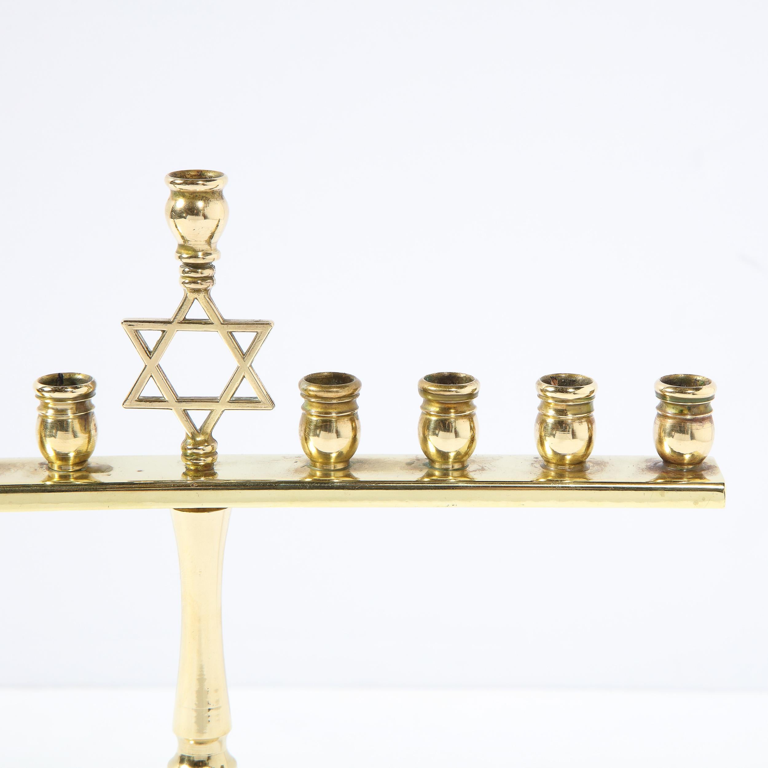 Art Deco Brass Menorah with Streamline Design In Excellent Condition In New York, NY