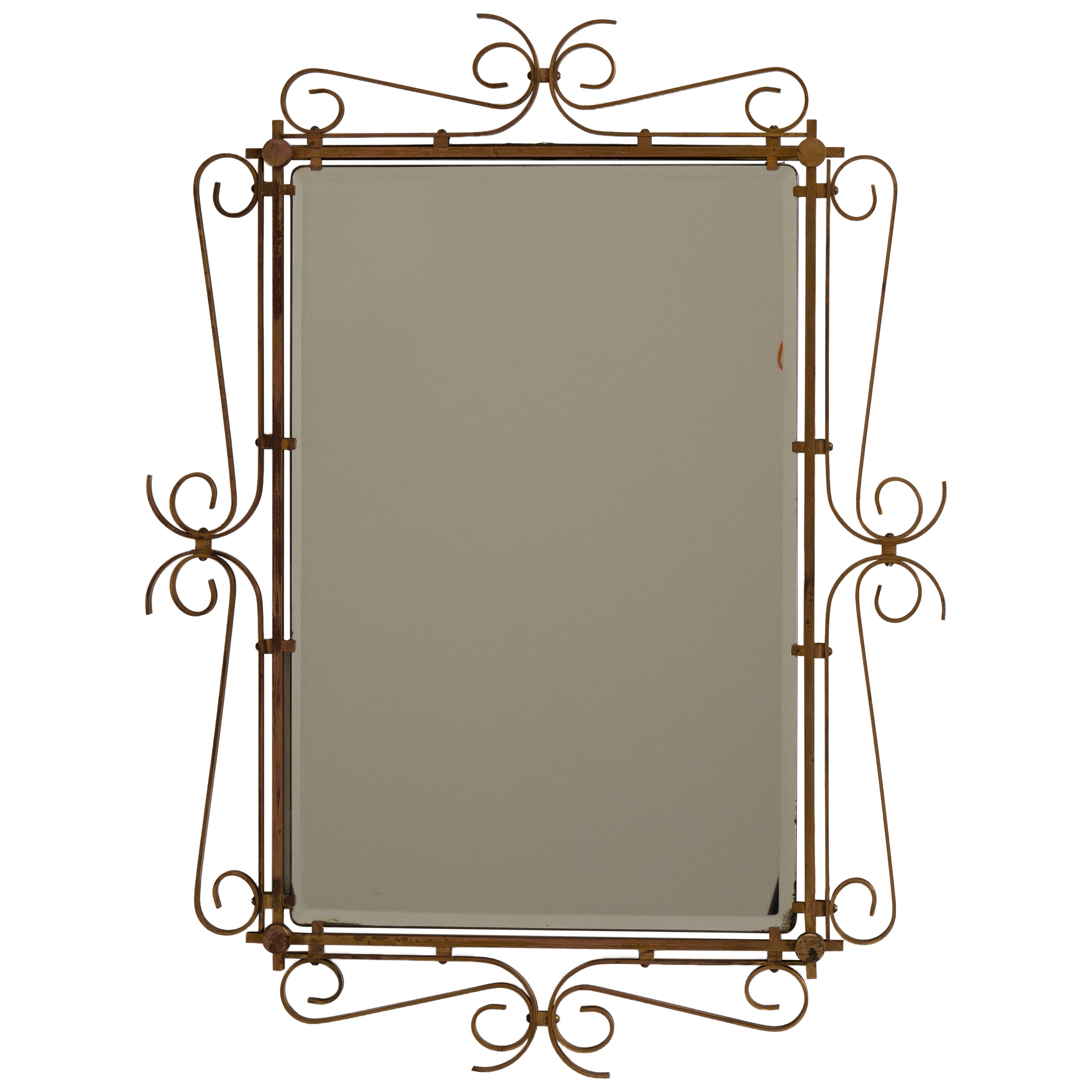 Art Deco Brass Mirror