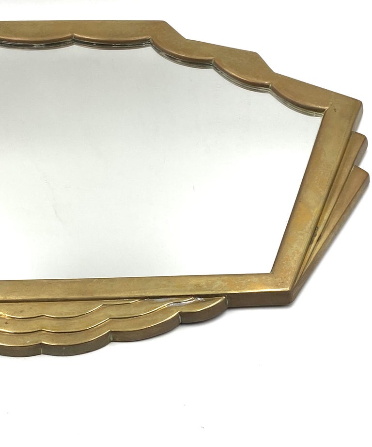 Art Deco Brass Mirror, Italy, 1930s For Sale at 1stDibs