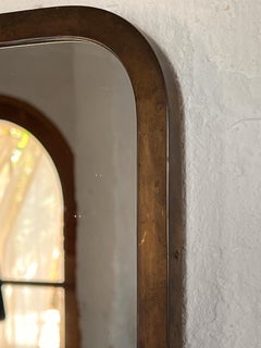 Art deco brass mirror with rounded edges, lovely patina french art deco 1930's