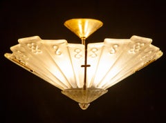 Art Deco Brass Mounted Charming Fan Shape  Chandelier or Flush Mount