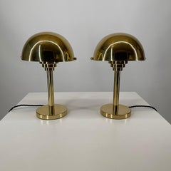Pair Art Deco Brass Mushroom Table Lamp, Austria 1970