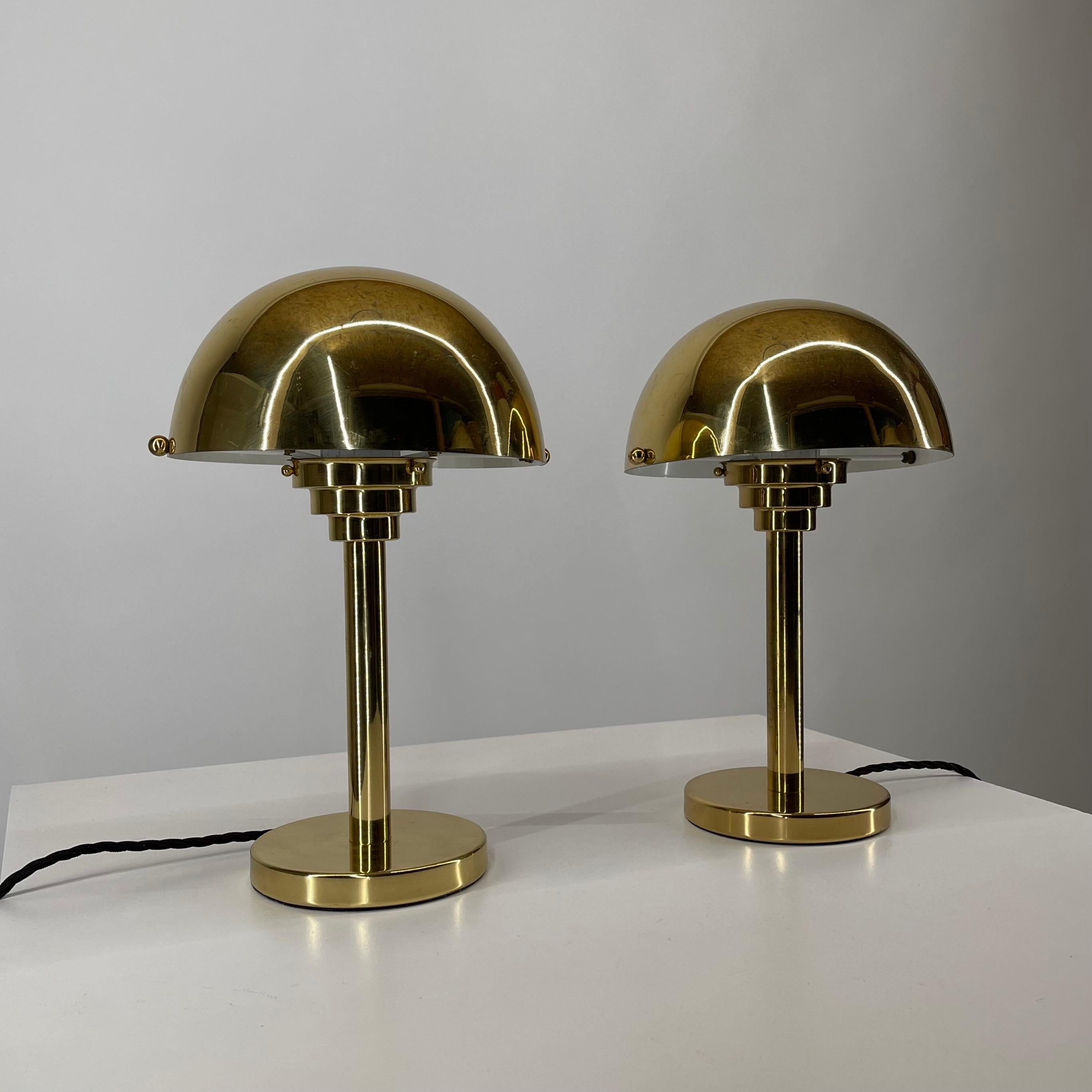 Pair Art Deco Brass Mushroom Table Lamp, Austria 1970 In Good Condition In Vienna, AT