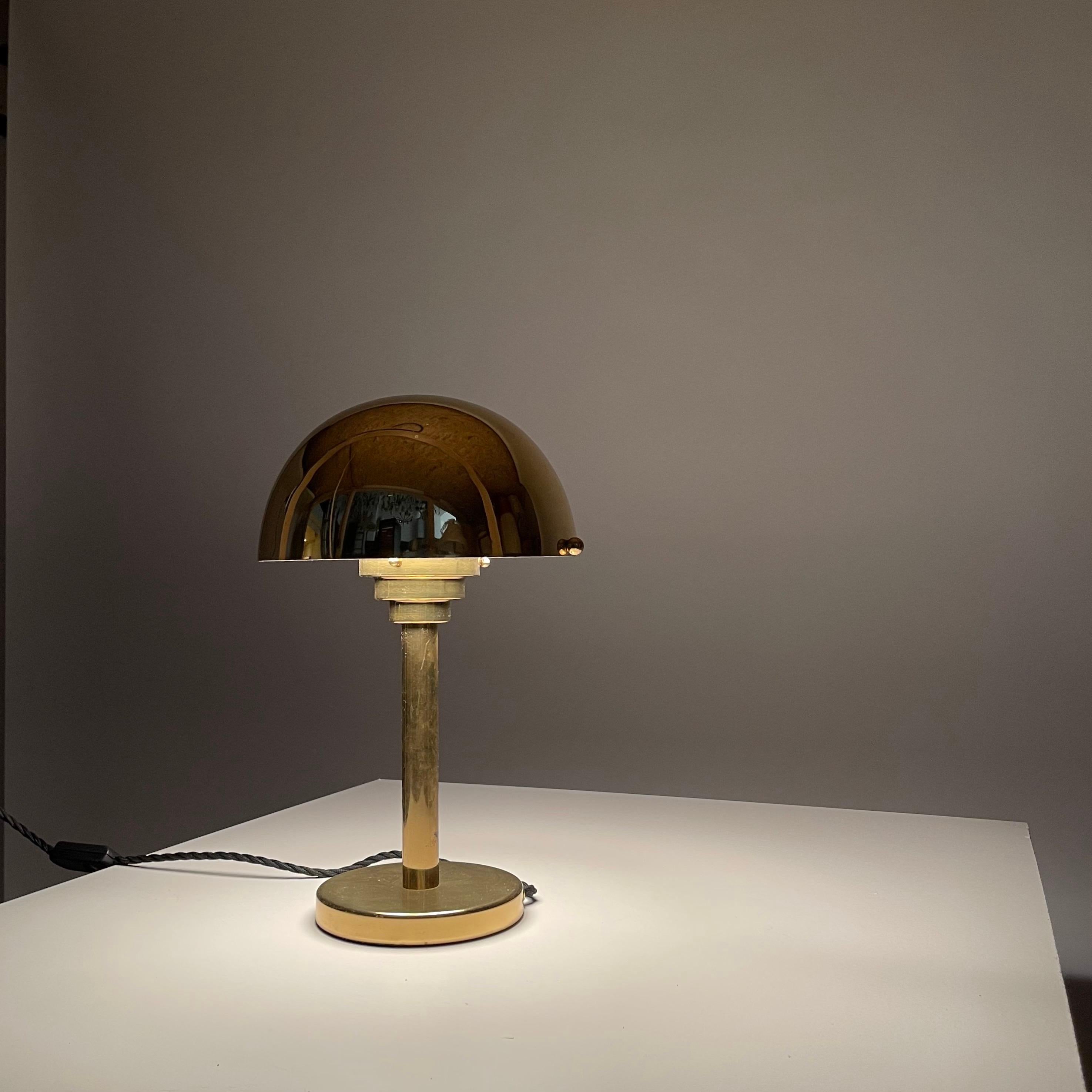 Pair Art Deco Brass Mushroom Table Lamp, Austria 1970 2