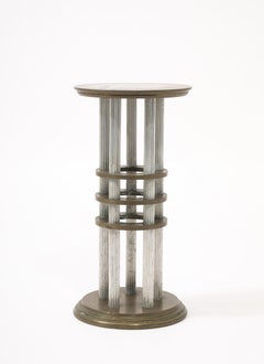 Art Deco Sockel aus Messing und Nickel, USA 1940er Jahre