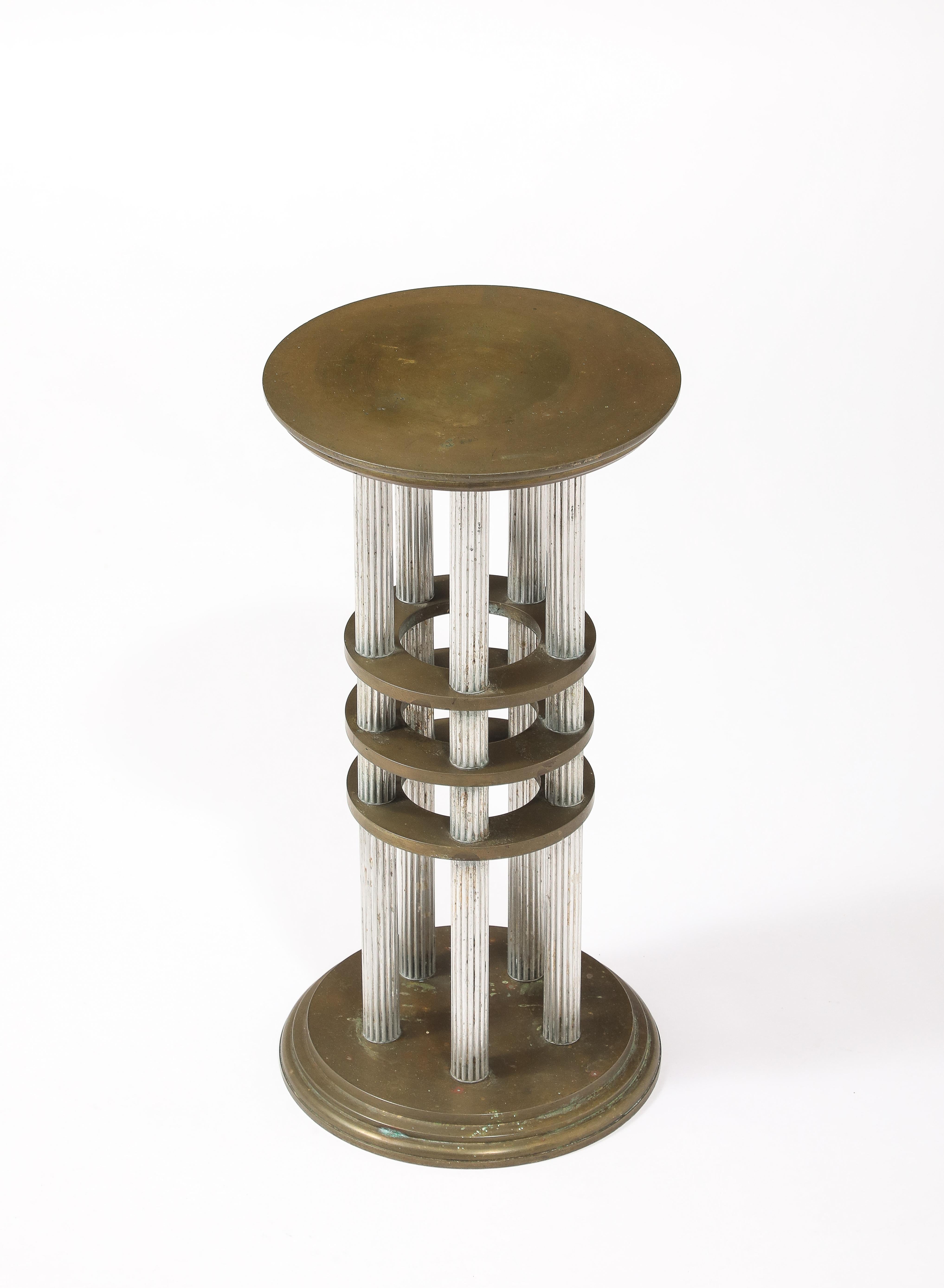 Bronzo Piedistallo Art Deco in ottone e nichel, USA 1940 in vendita