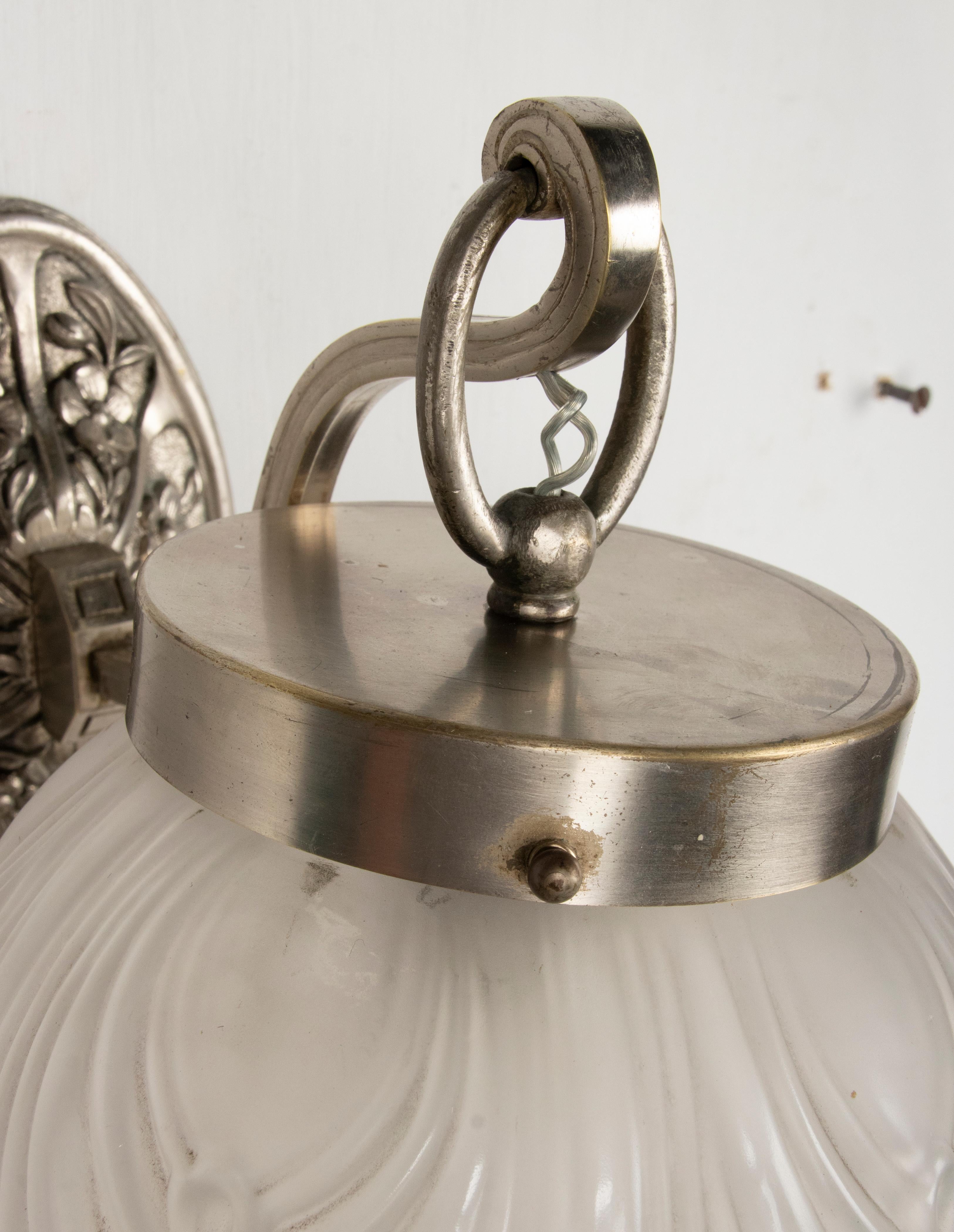 Art Deco Brass Nickel Plated Wall Light / Sconse Val Saint Lambert For Sale 8