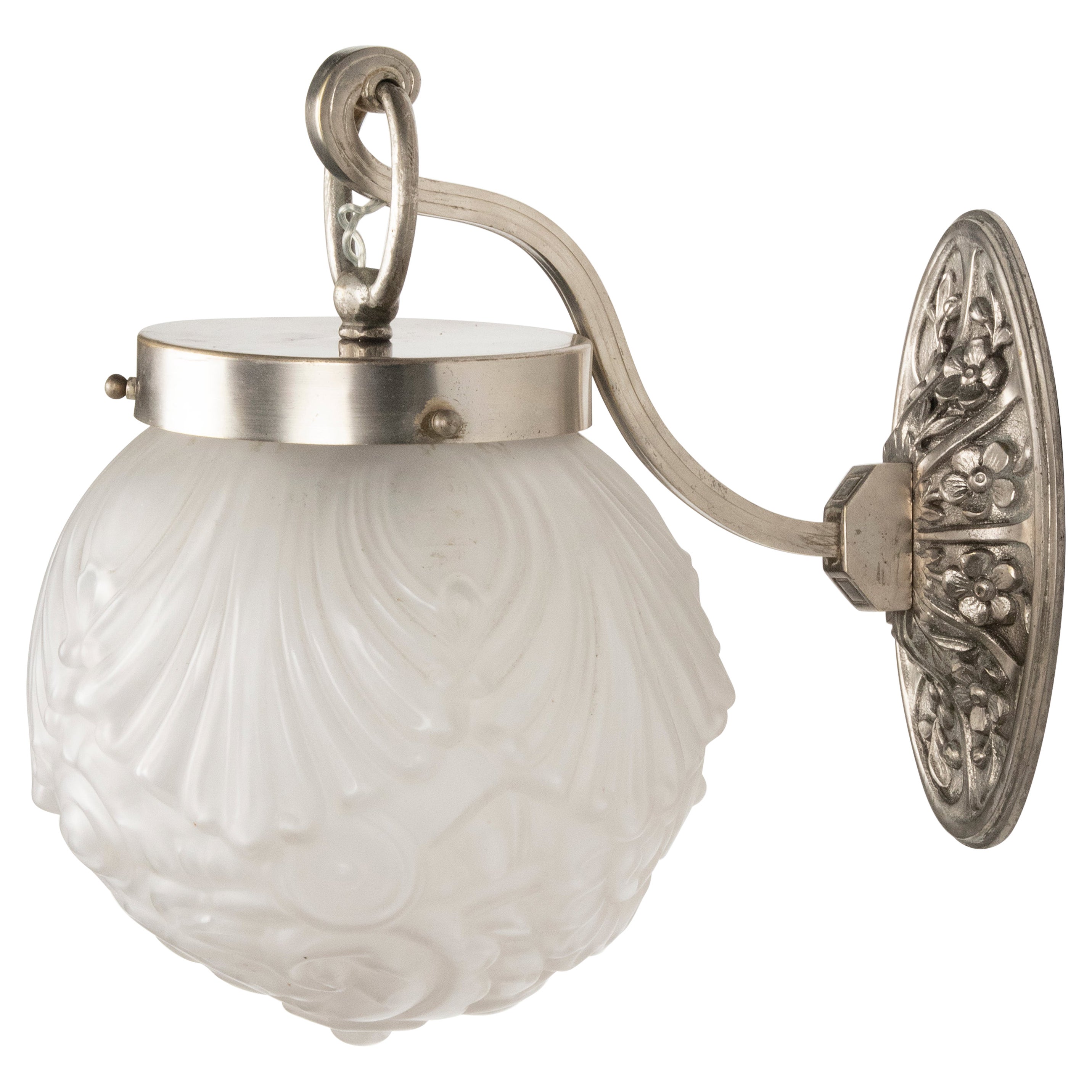 Applique in ottone nichelato Art Deco / Sconse Val Saint Lambert