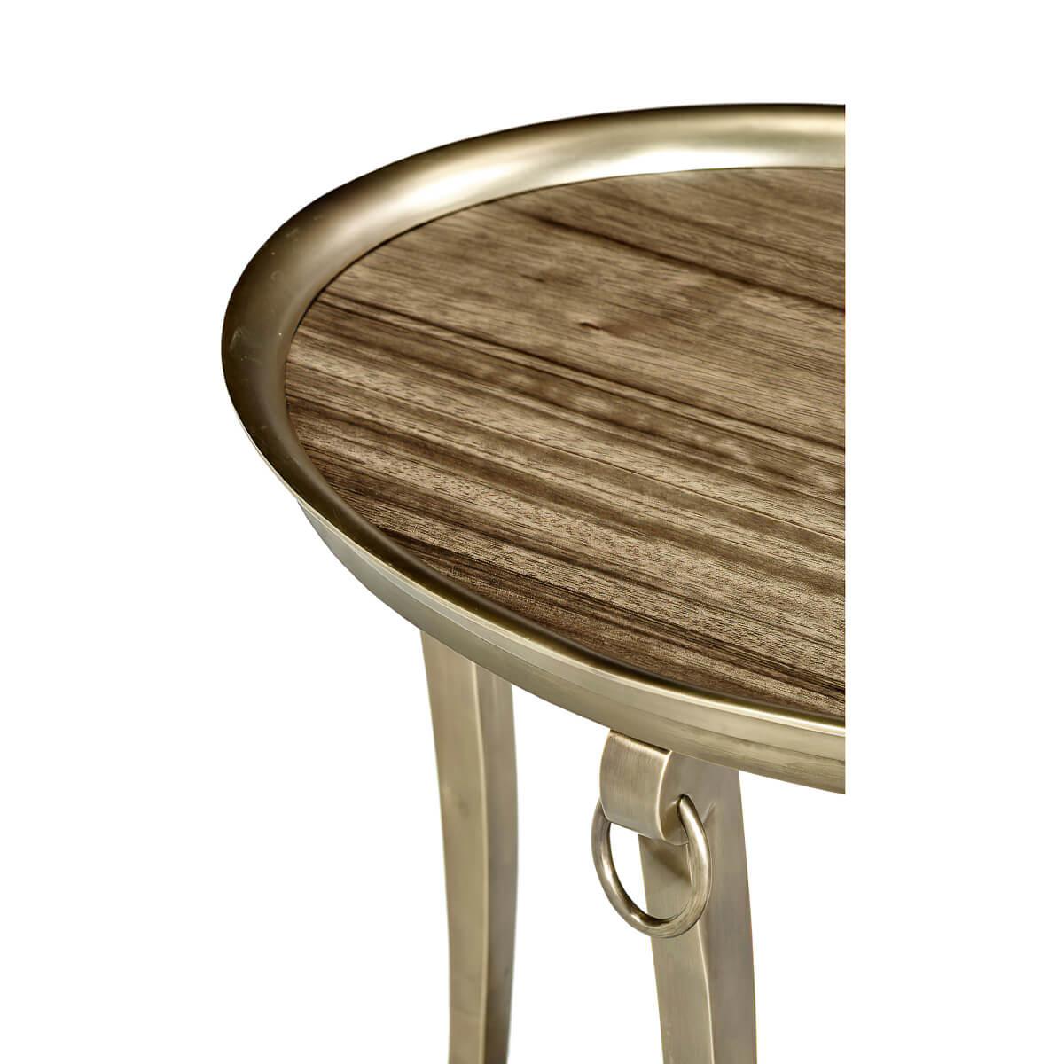 Contemporary Art Deco Brass Oval Side Table