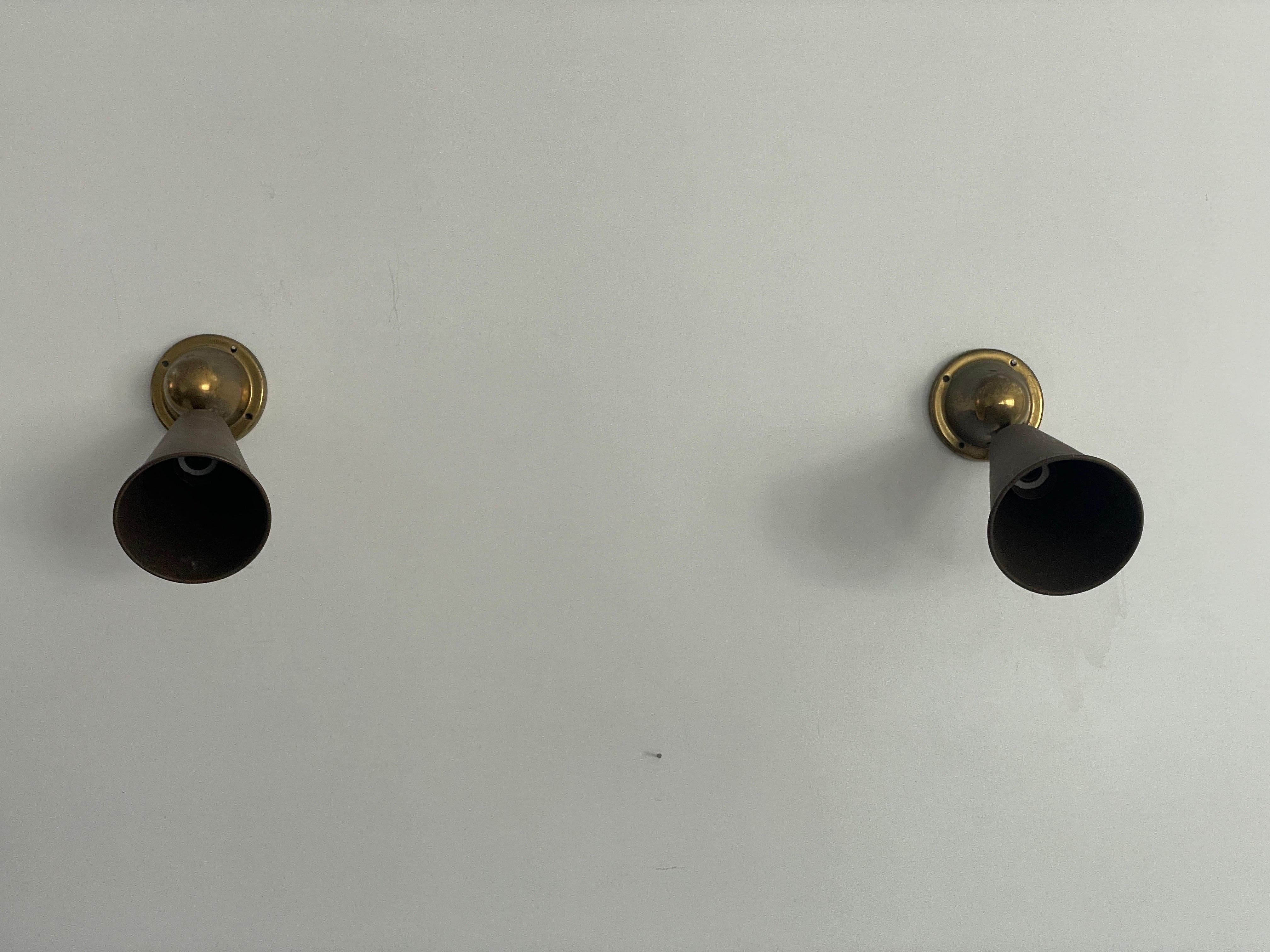 Art Deco Brass Pair of Wall Lamps, 1940s, Italy (Art déco) im Angebot