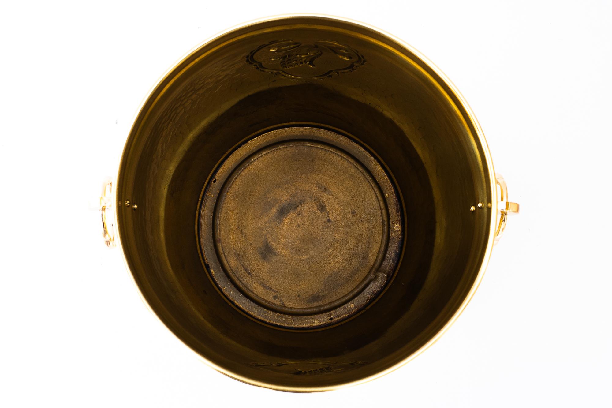 Art Deco brass palm pot around 1920s For Sale 1