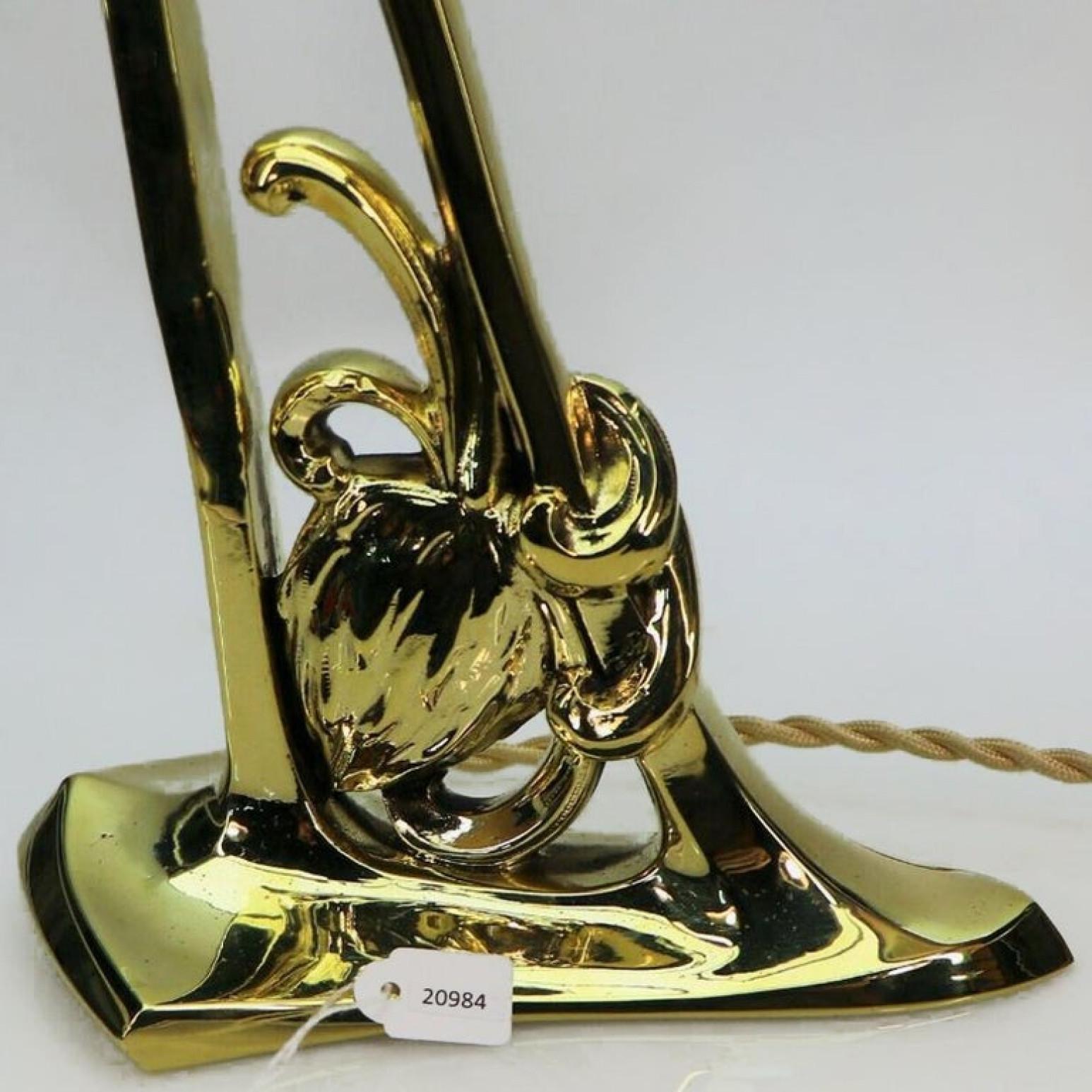 Art déco-Tischlampe Muller Fres aus Messing mit Glasschirm aus Pate De Verre im Art déco-Stil, 1910 im Angebot 3