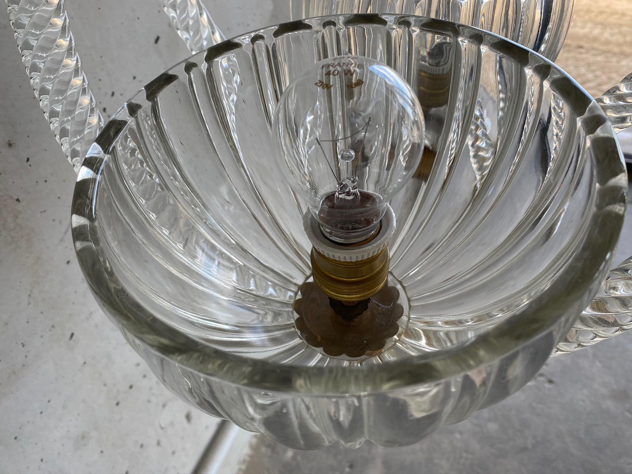 Art Deco Murano Glas Pendant Lamp by Barovier & Toso, 1930s with brass For Sale 6