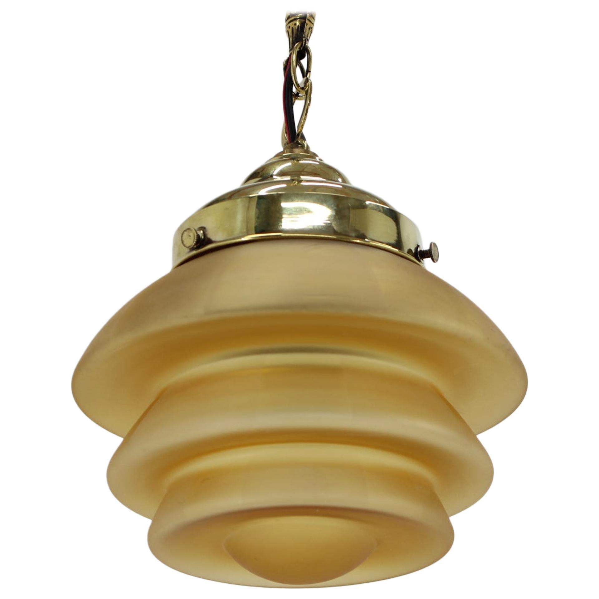 Art Deco Brass Pendant/Patent, 1930s