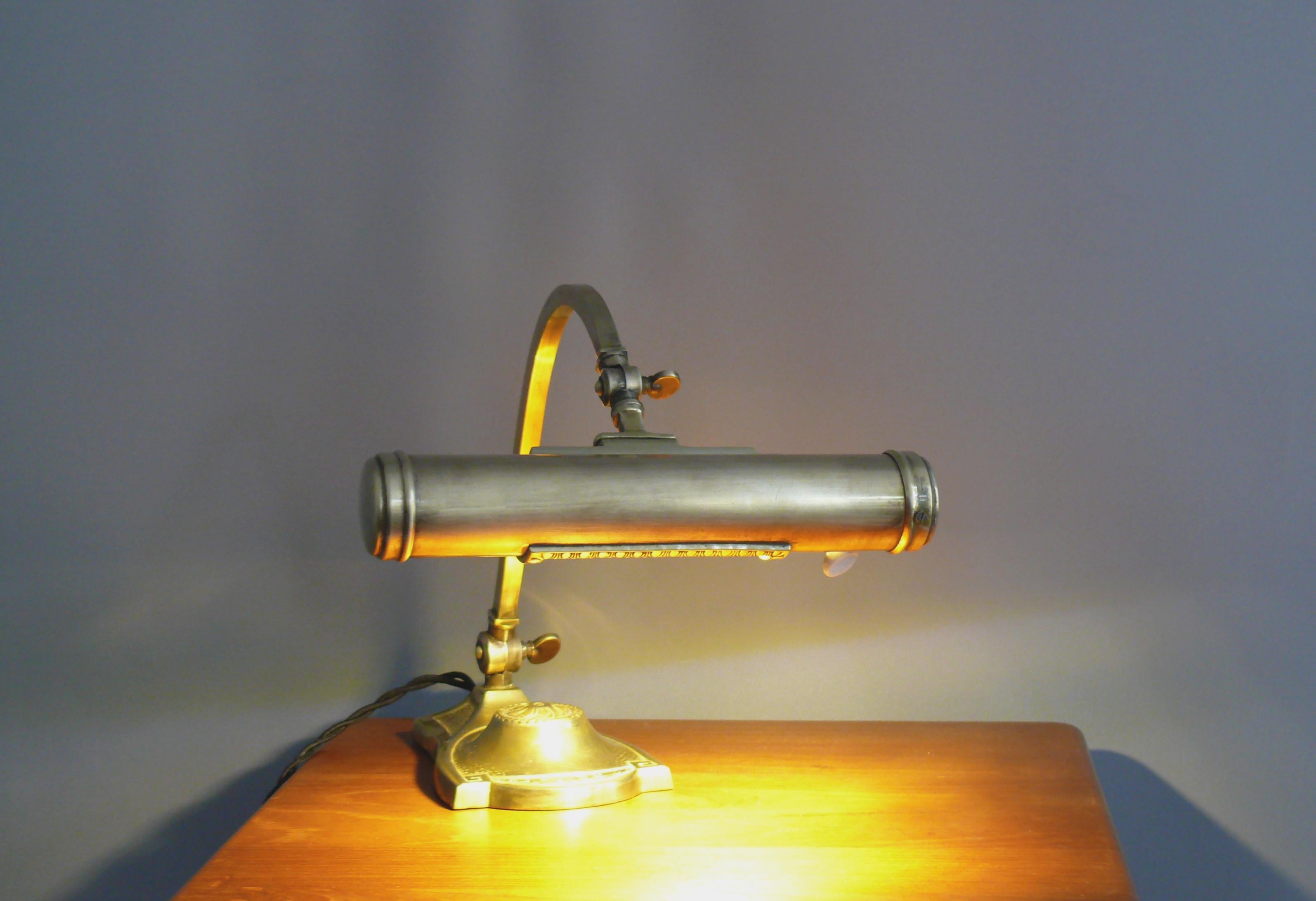 Art Deco Brass Piano Lamp, 1920s en venta 5