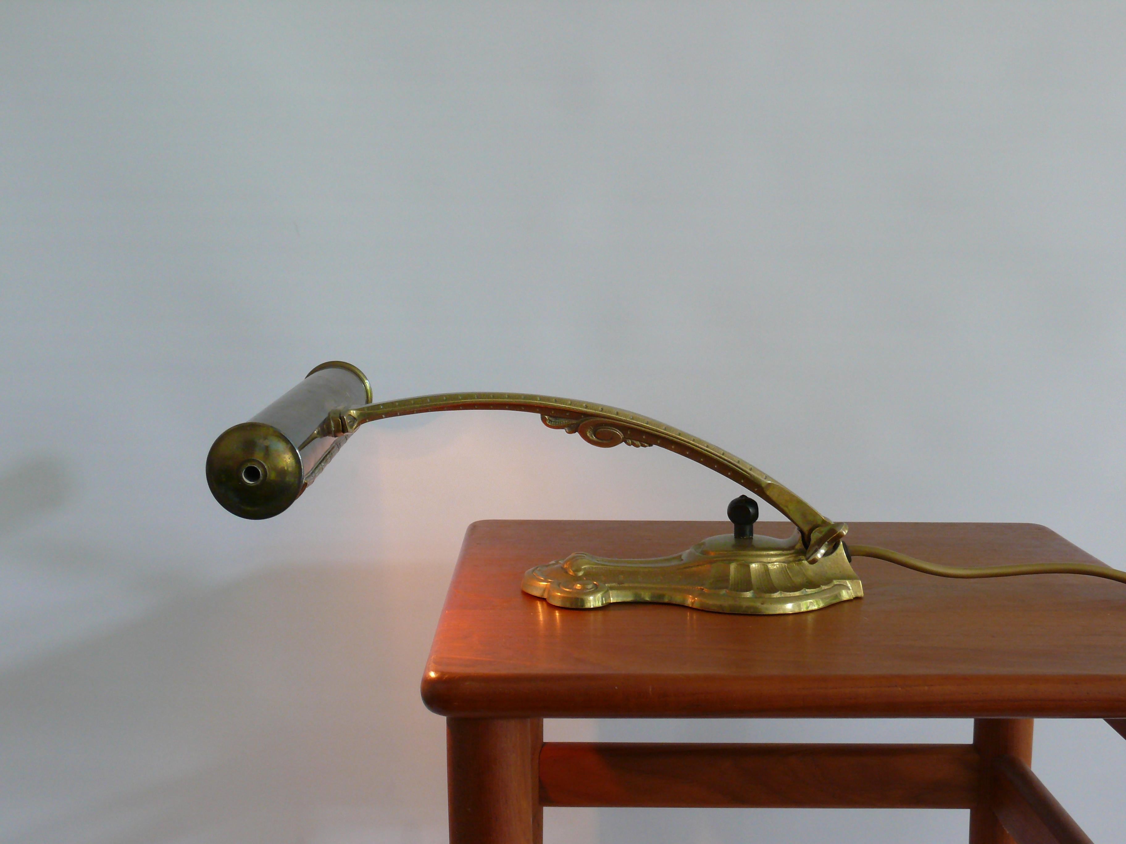 German Art Deco Brass Piano Lamp, 1930s