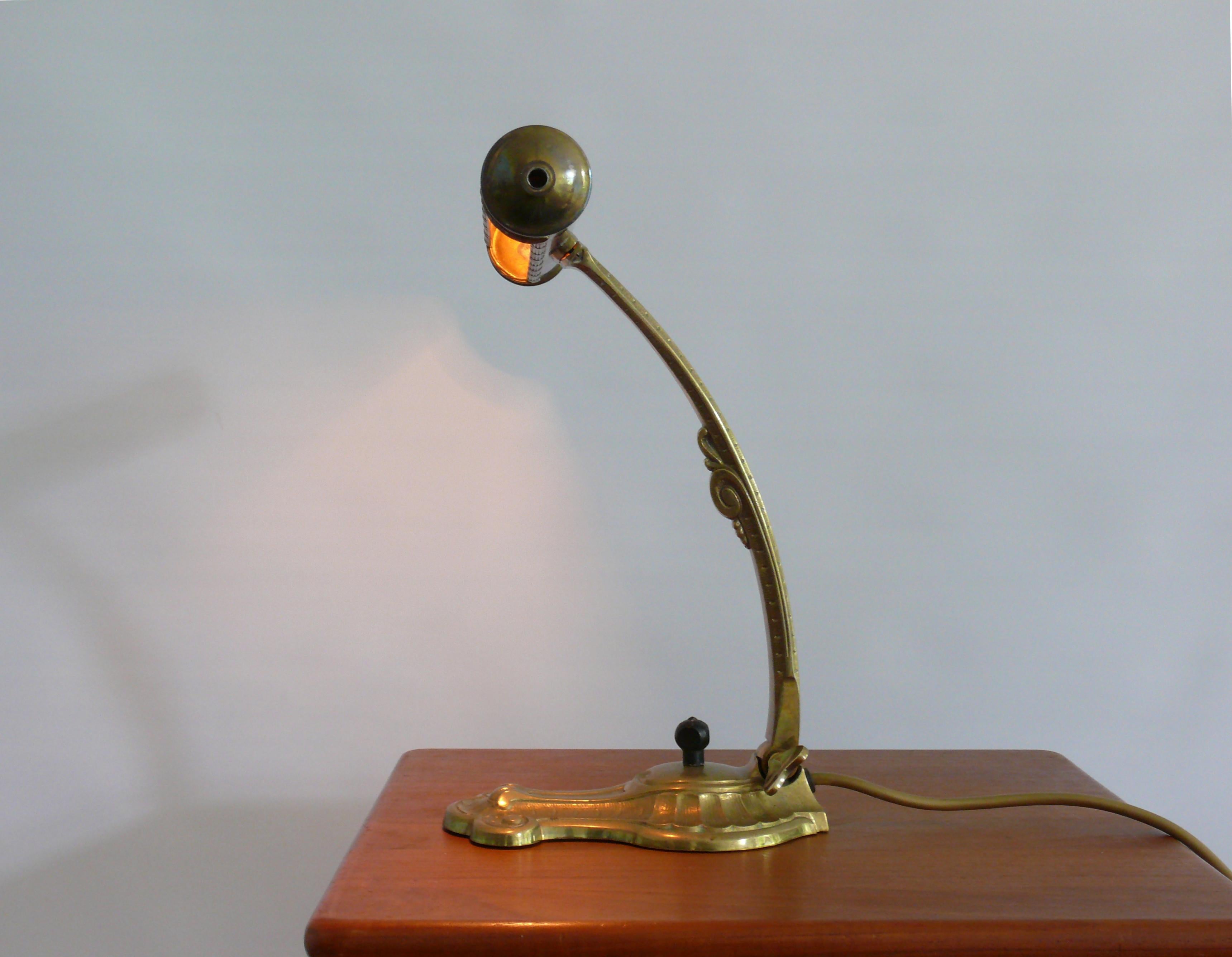 Art Deco Brass Piano Lamp, 1930s In Good Condition In Schwerin, MV