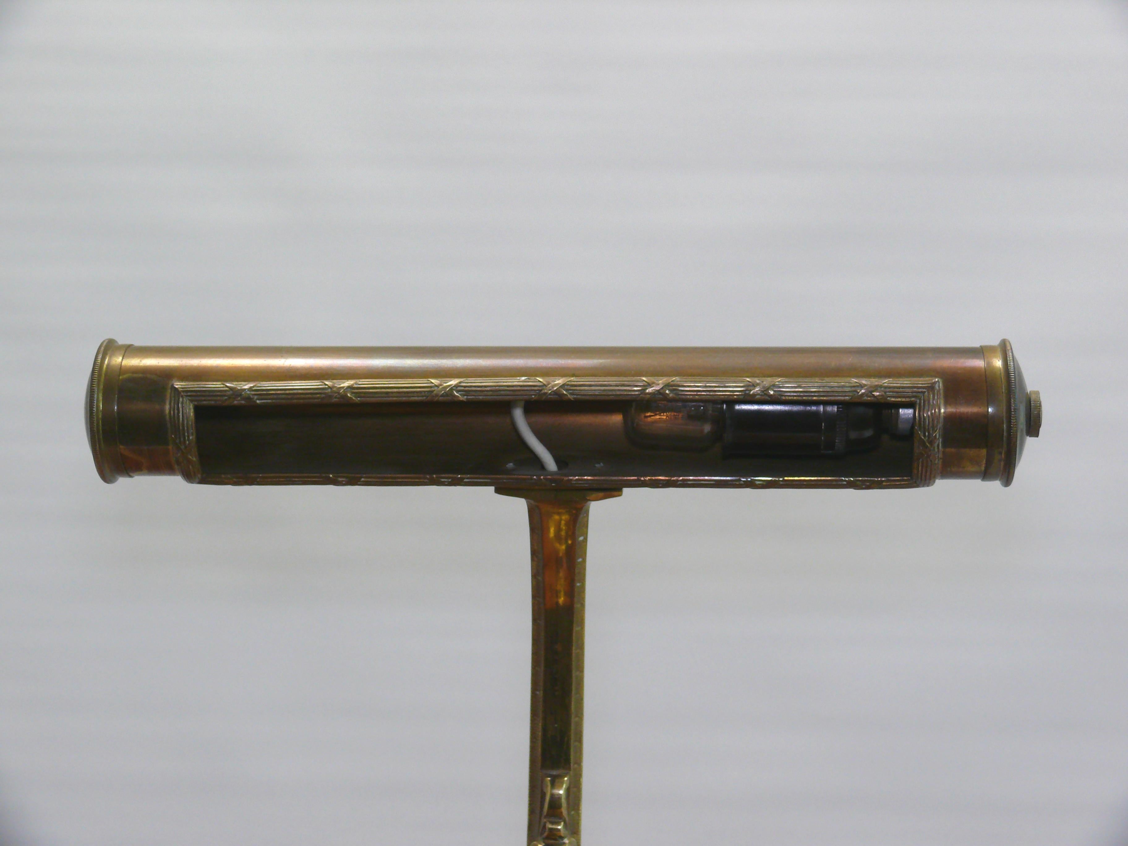 20th Century Art Deco Brass Piano Lamp, 1930s