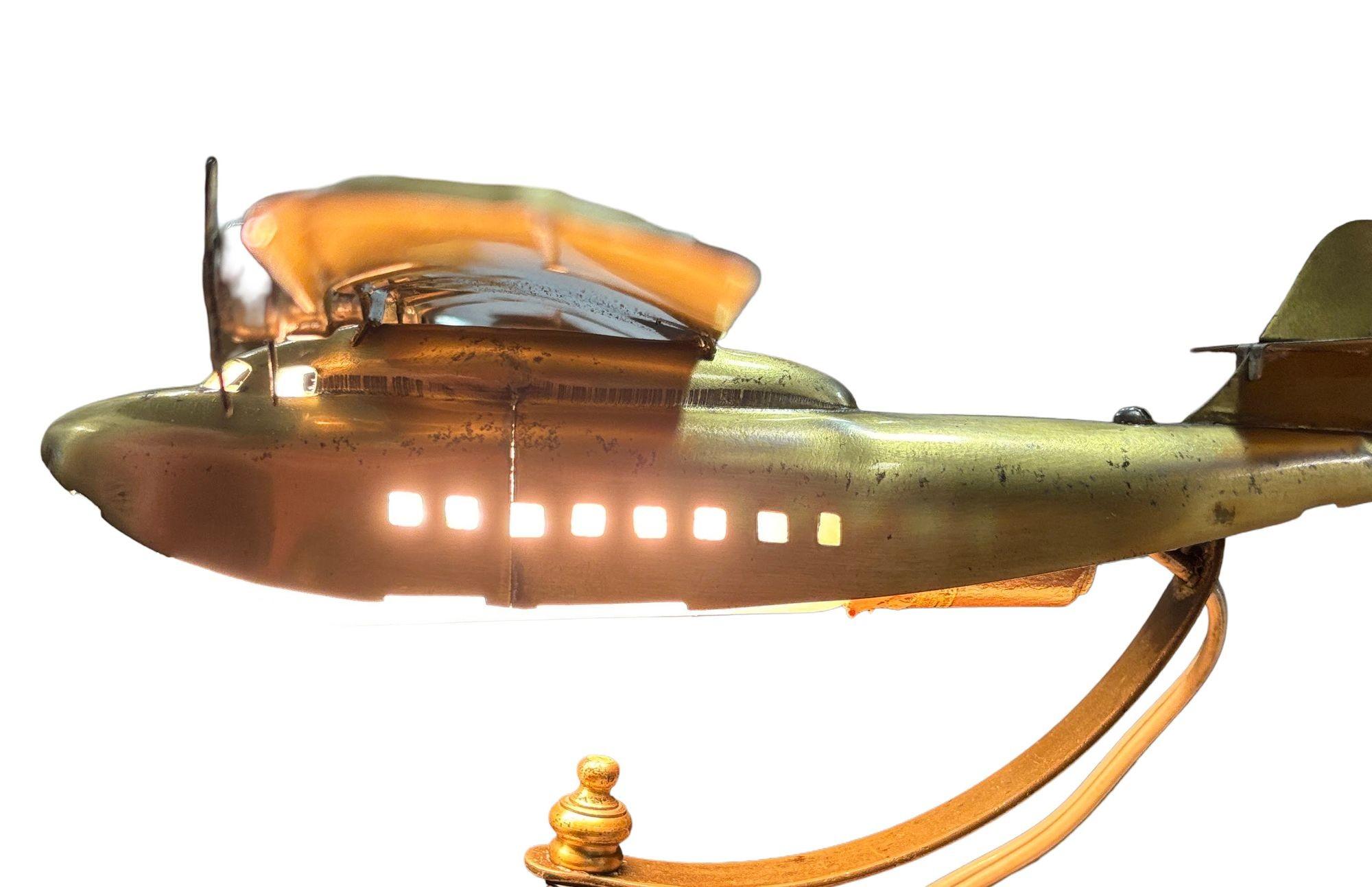 Art Deco Brass Plane Table Lamp For Sale 1