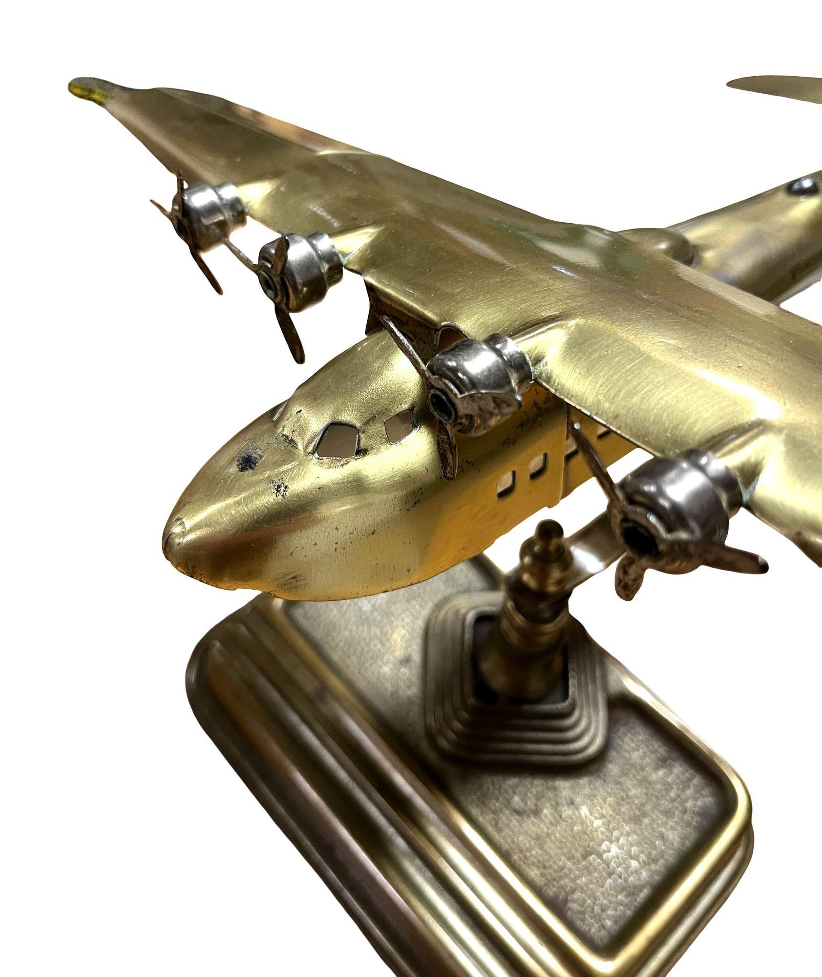 Art Deco Brass Plane Table Lamp For Sale 3