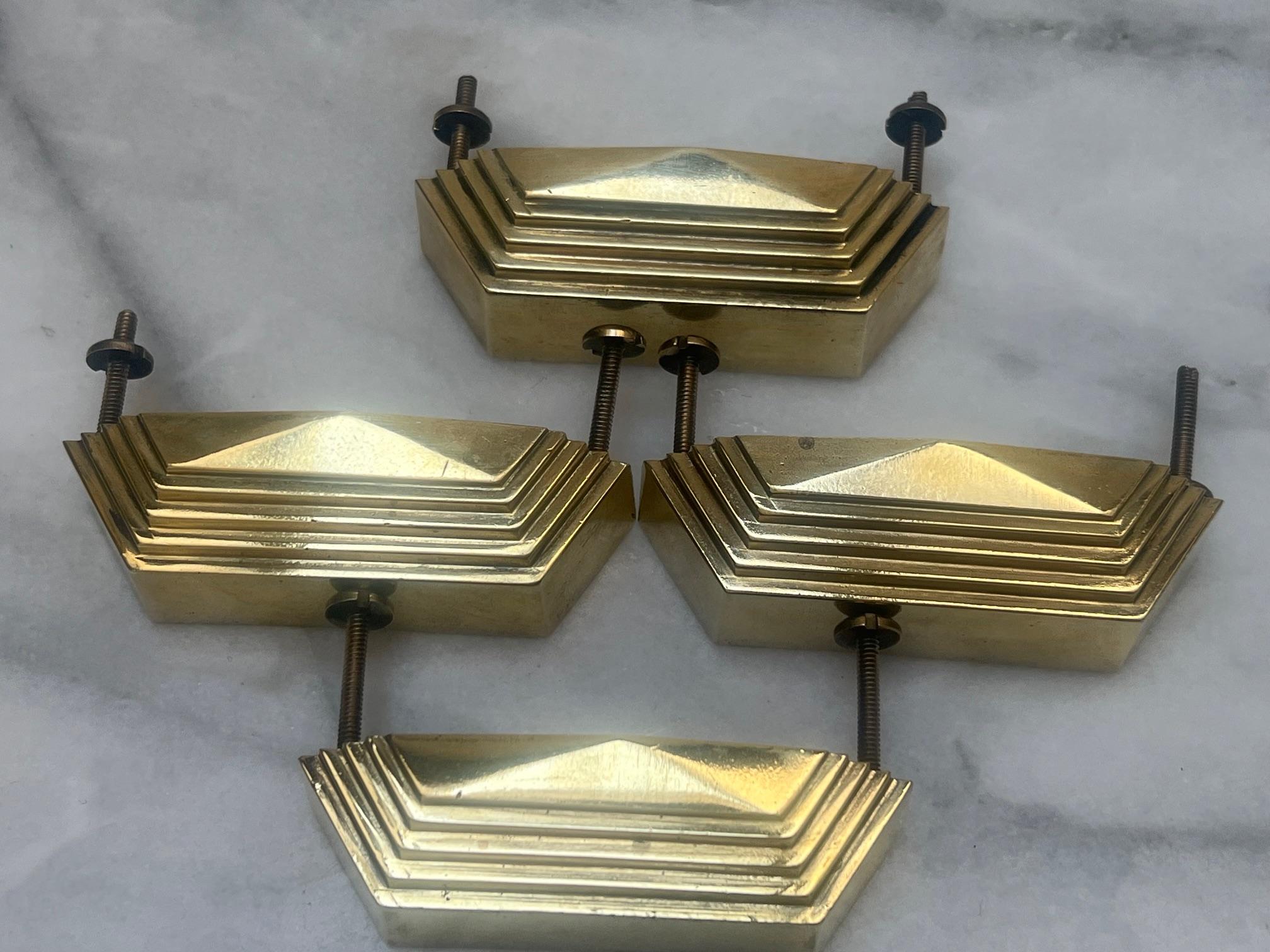 Art Déco Tiraggi in ottone Art Deco, con il timbro di Parigi, anni '30 circa - Set di 4 pezzi in vendita