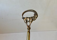 Art Deco Brass Shoe Horn with Bronze Ram, 1930s