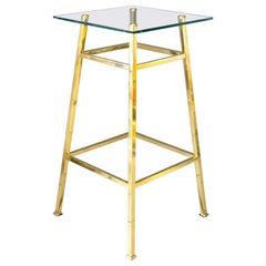Antique Art Deco brass side table with clear glass plate vienna around 1920s