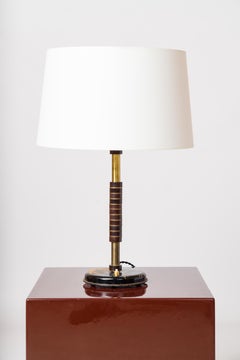 Art Deco Brass & Steel Desk Lamp with Bakelite Details - France 1930's