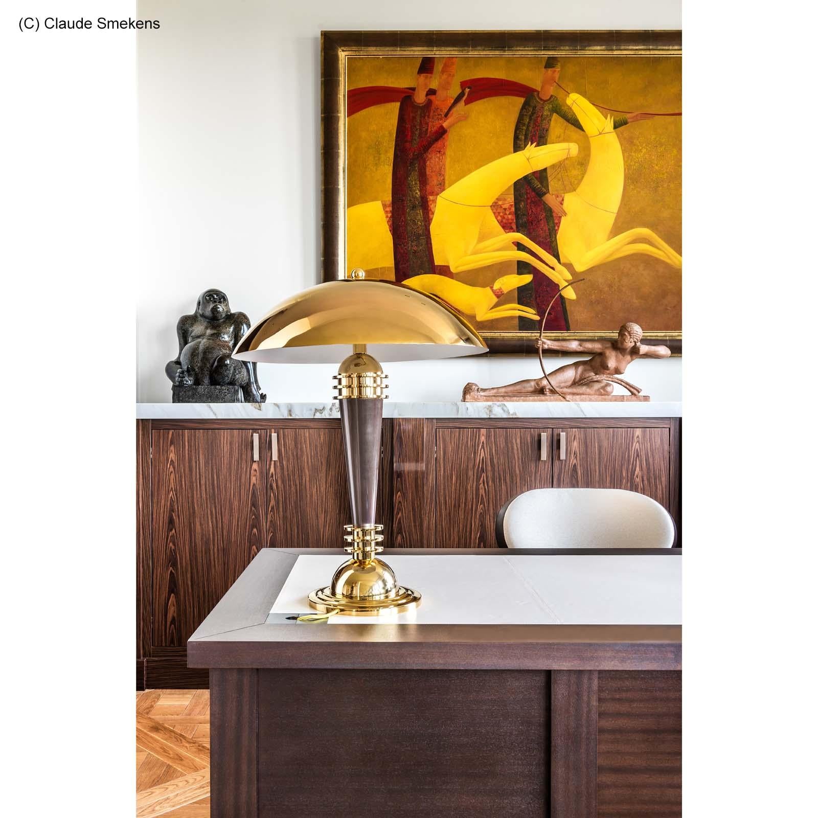 Fait main Lampe de table/de bureau Art Deco en laiton, Re Edition en vente