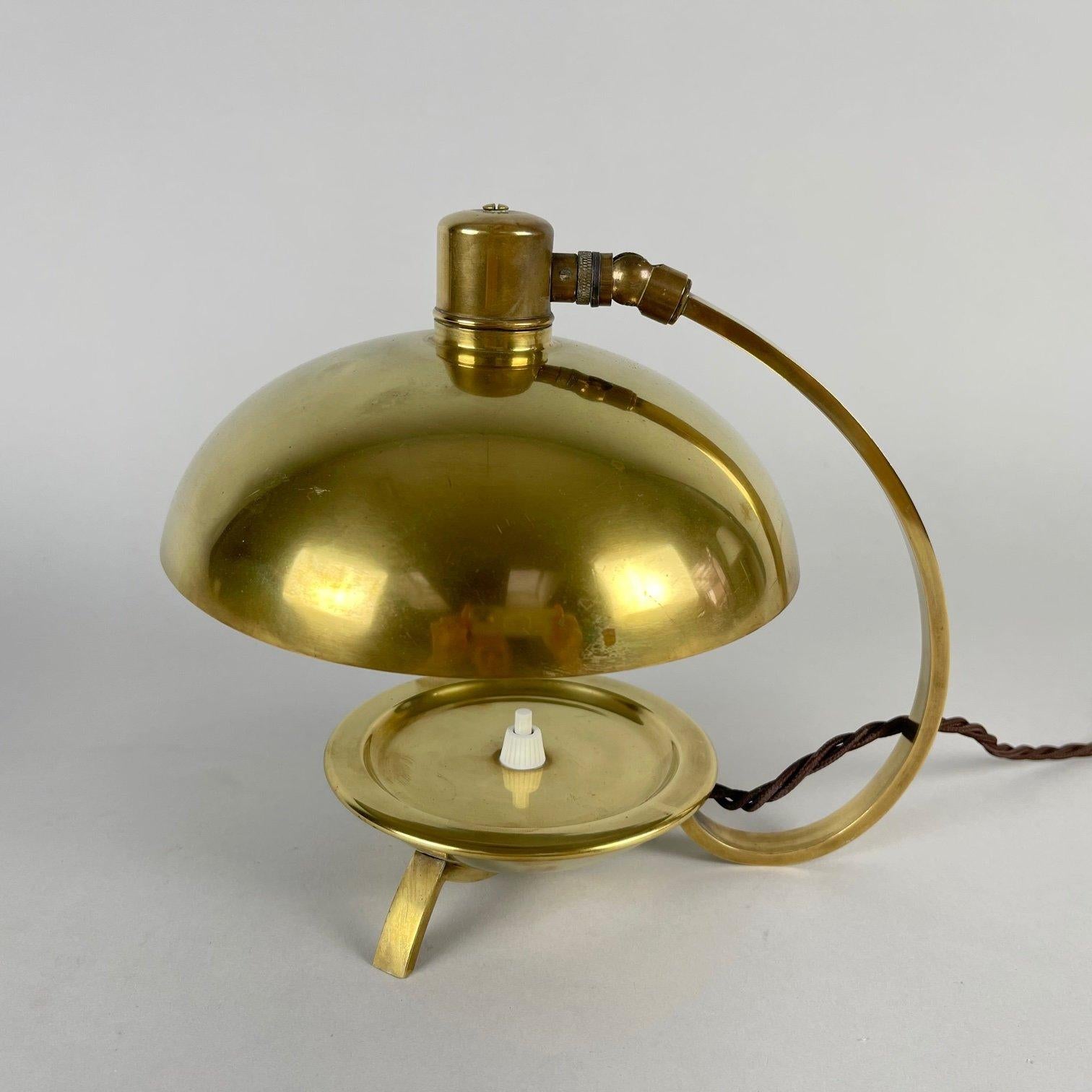 Czech Art Deco Brass Table Lamp, 1930's