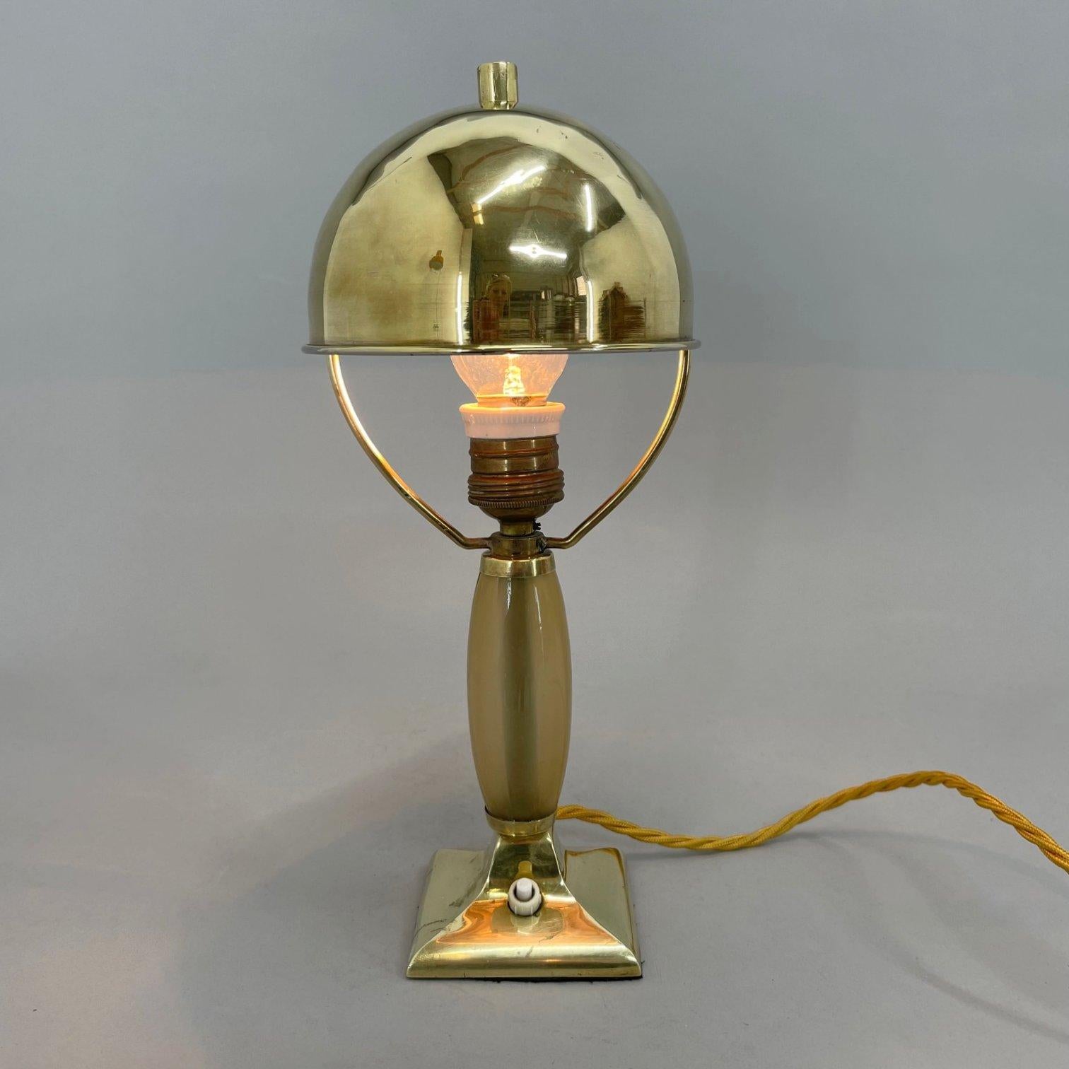 Czech Art Deco Brass Table Lamp, 1930's  For Sale