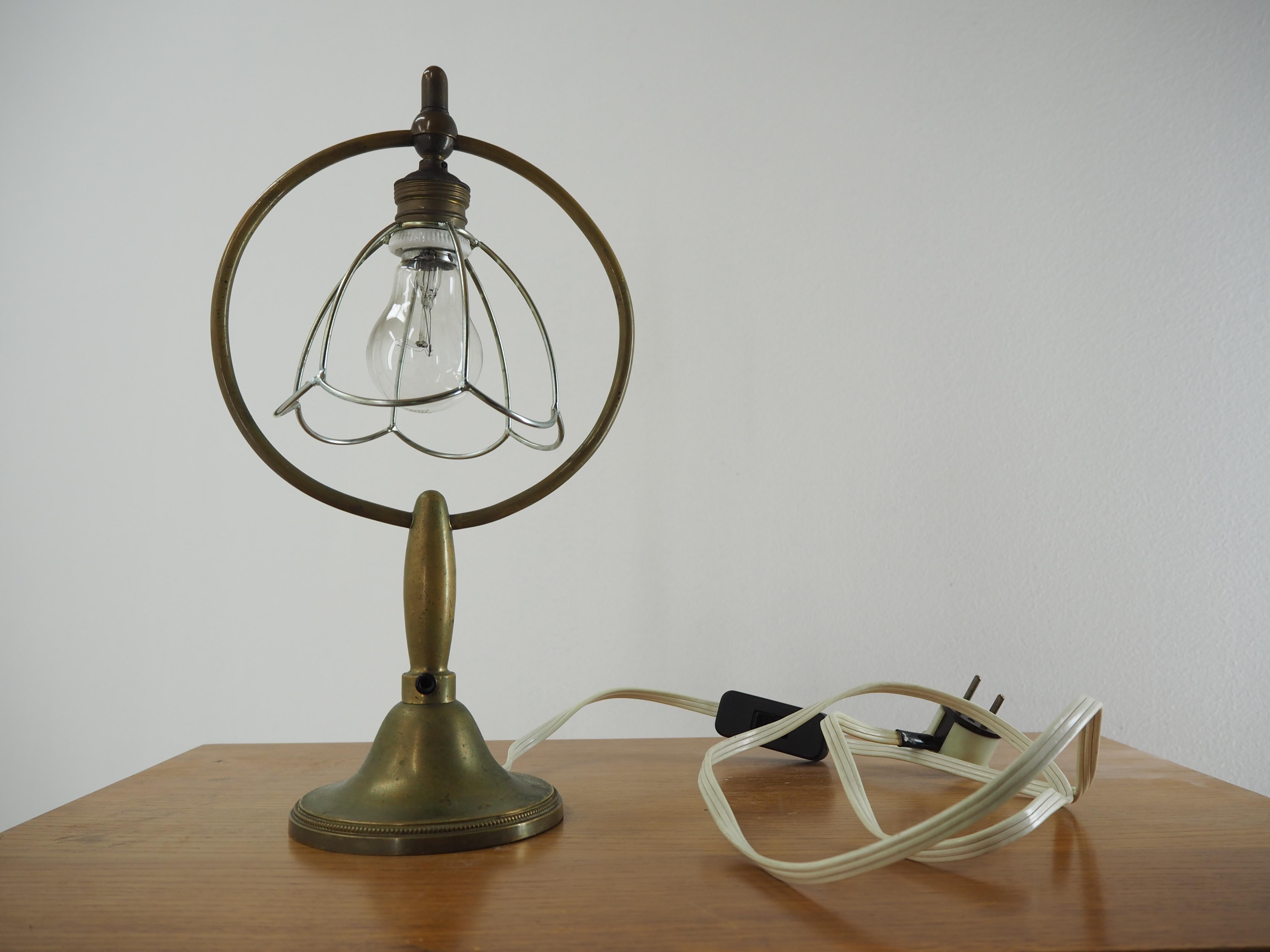 Mid-20th Century Art Deco Brass Table Lamp, 1930s For Sale