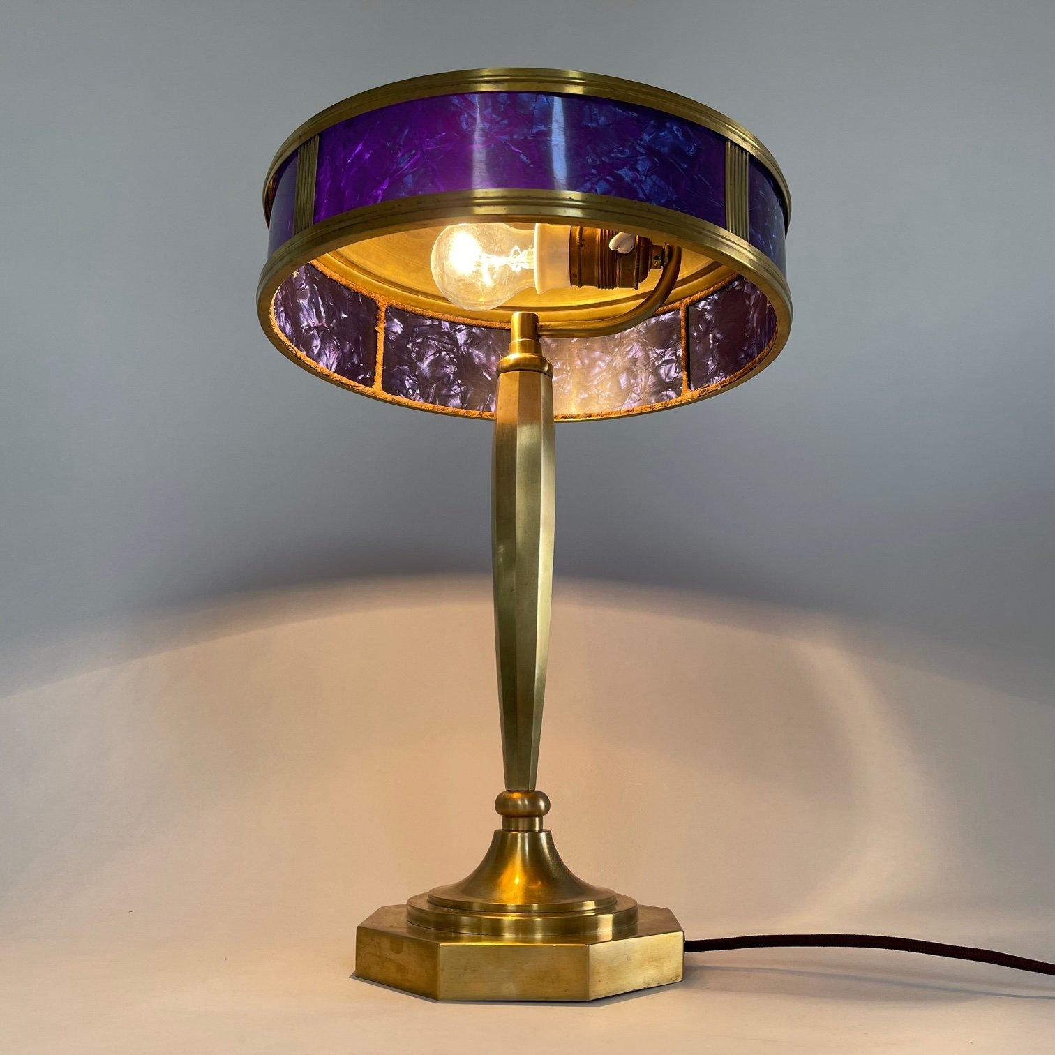 Art-déco-Tischlampe aus Messing, 1930er-Jahre im Angebot 3