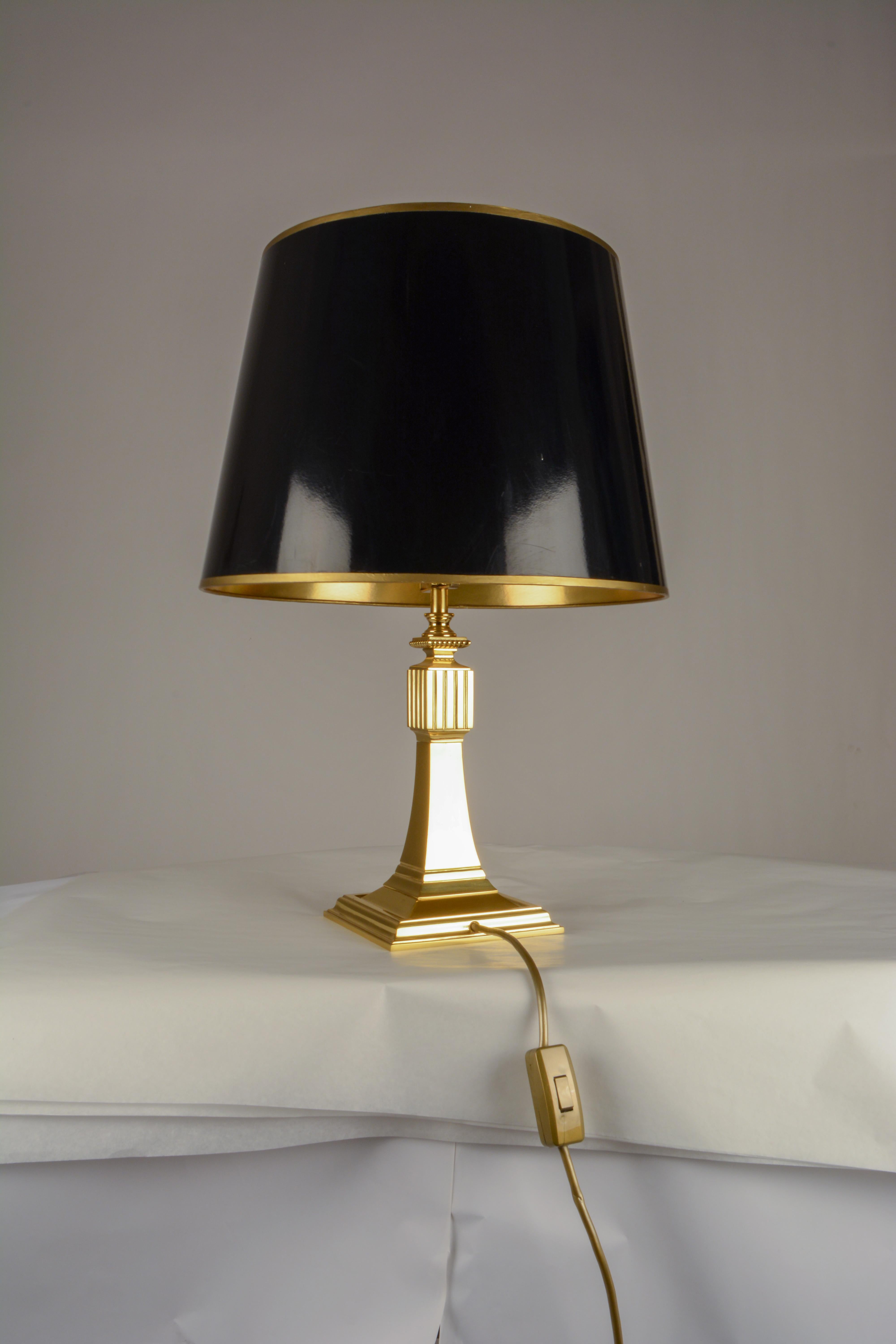 Austrian Art Deco Brass Table Lamp and Writing Set with Ink Well and Blotter Rocker For Sale