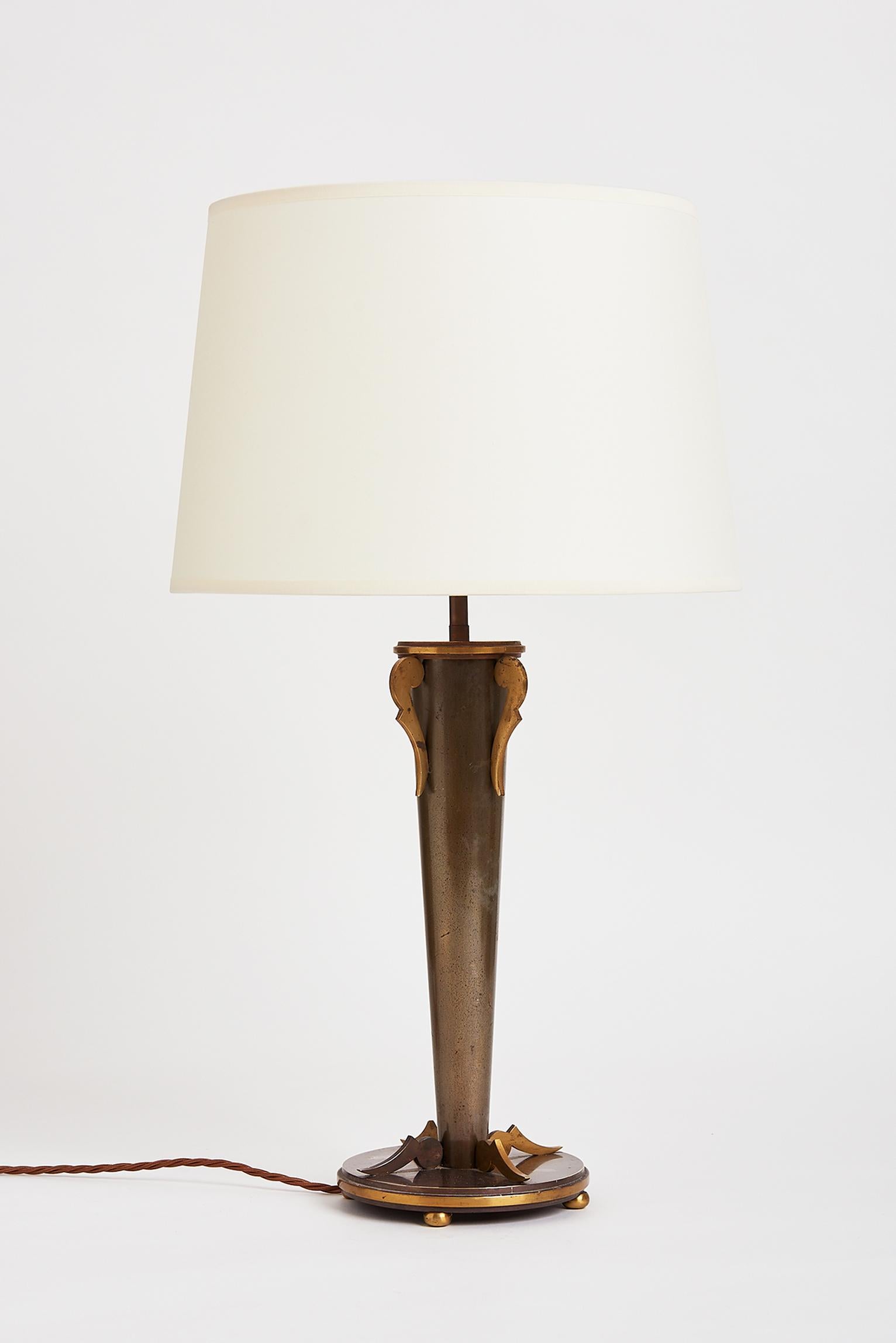 French Art Deco Brass Table Lamp