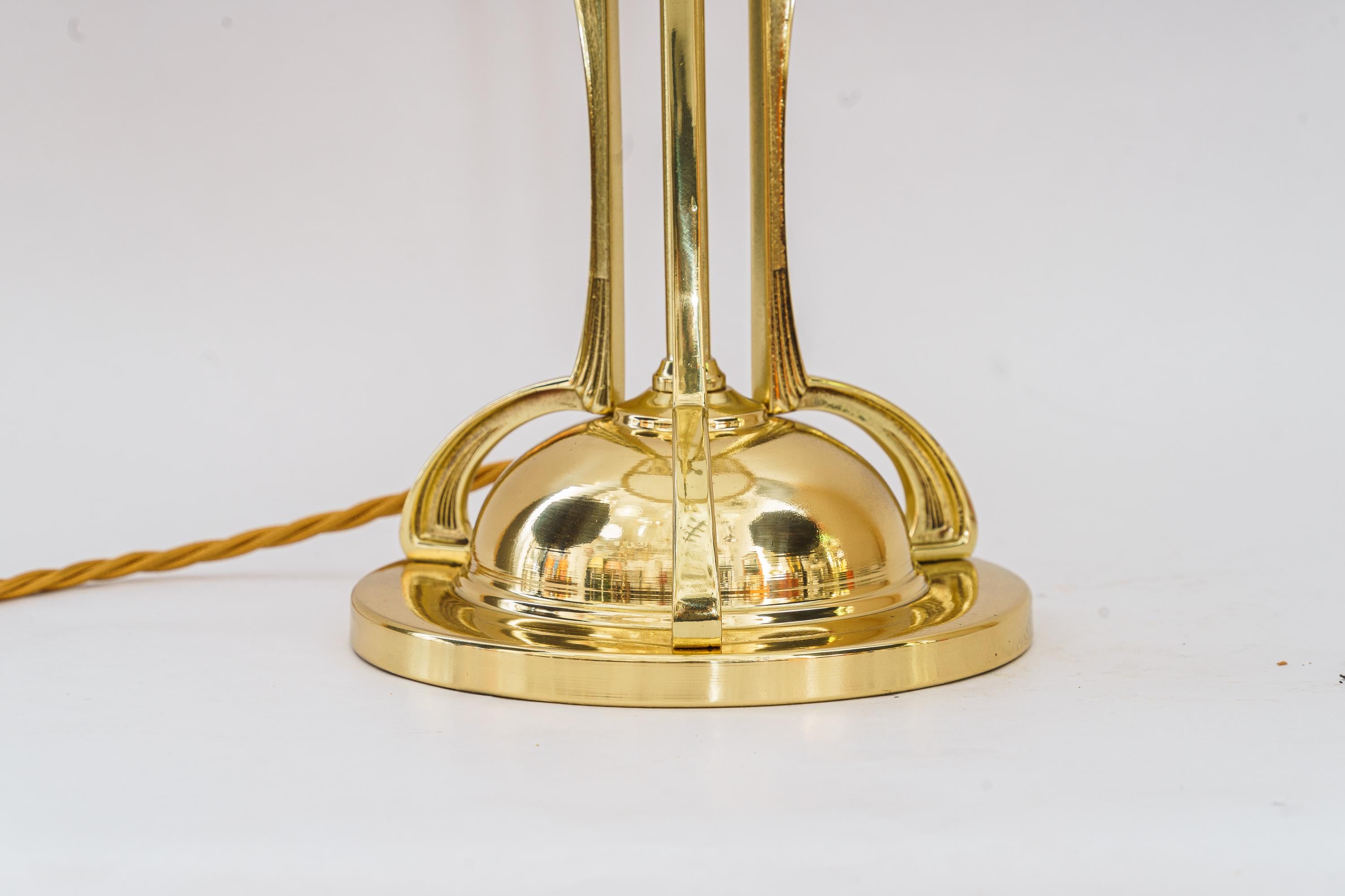 Lacquered Art Deco brass table lamp vienna around 1920s For Sale