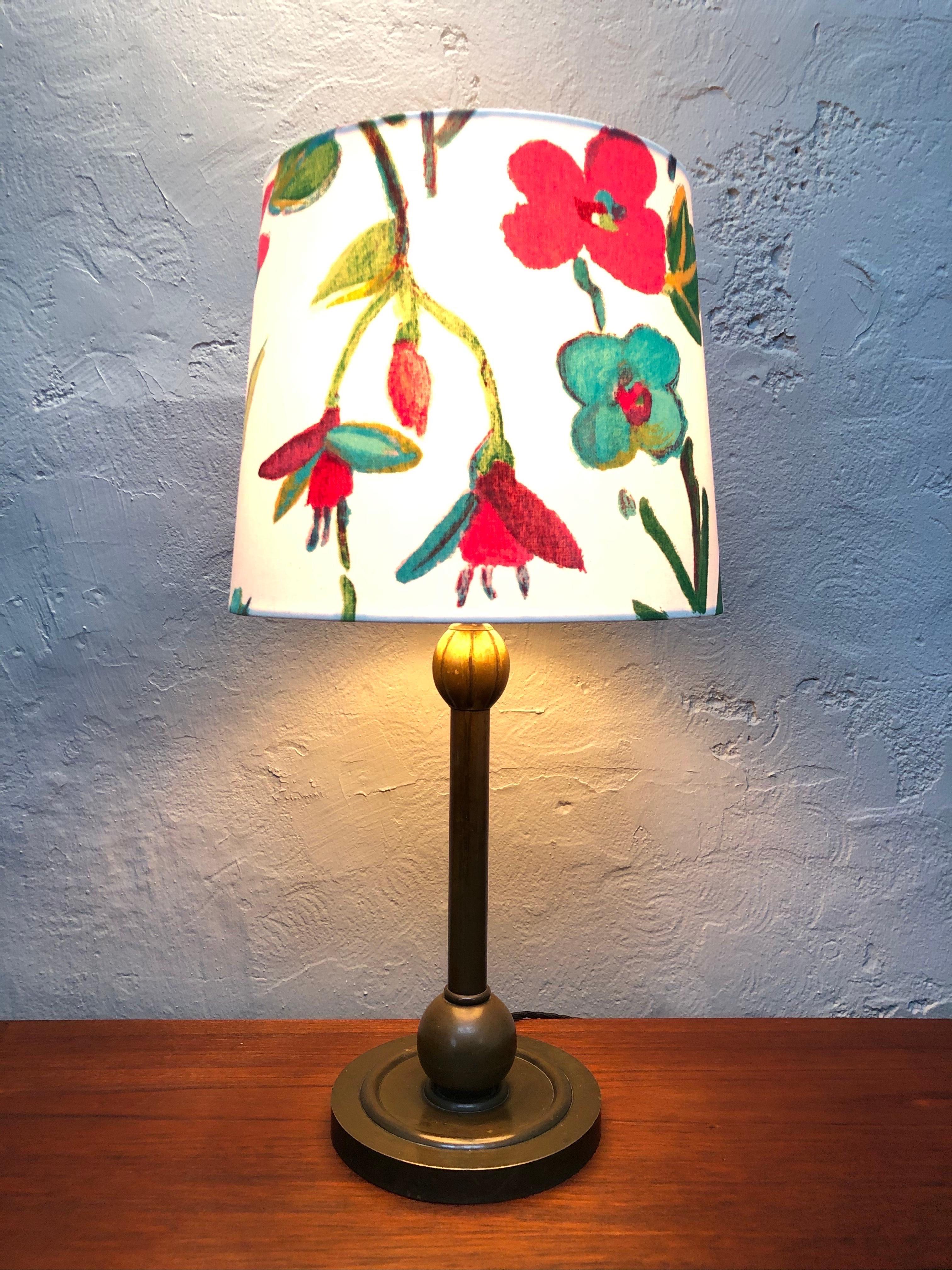 Antique Danish Art Deco Brass Table Lamp For Sale 4