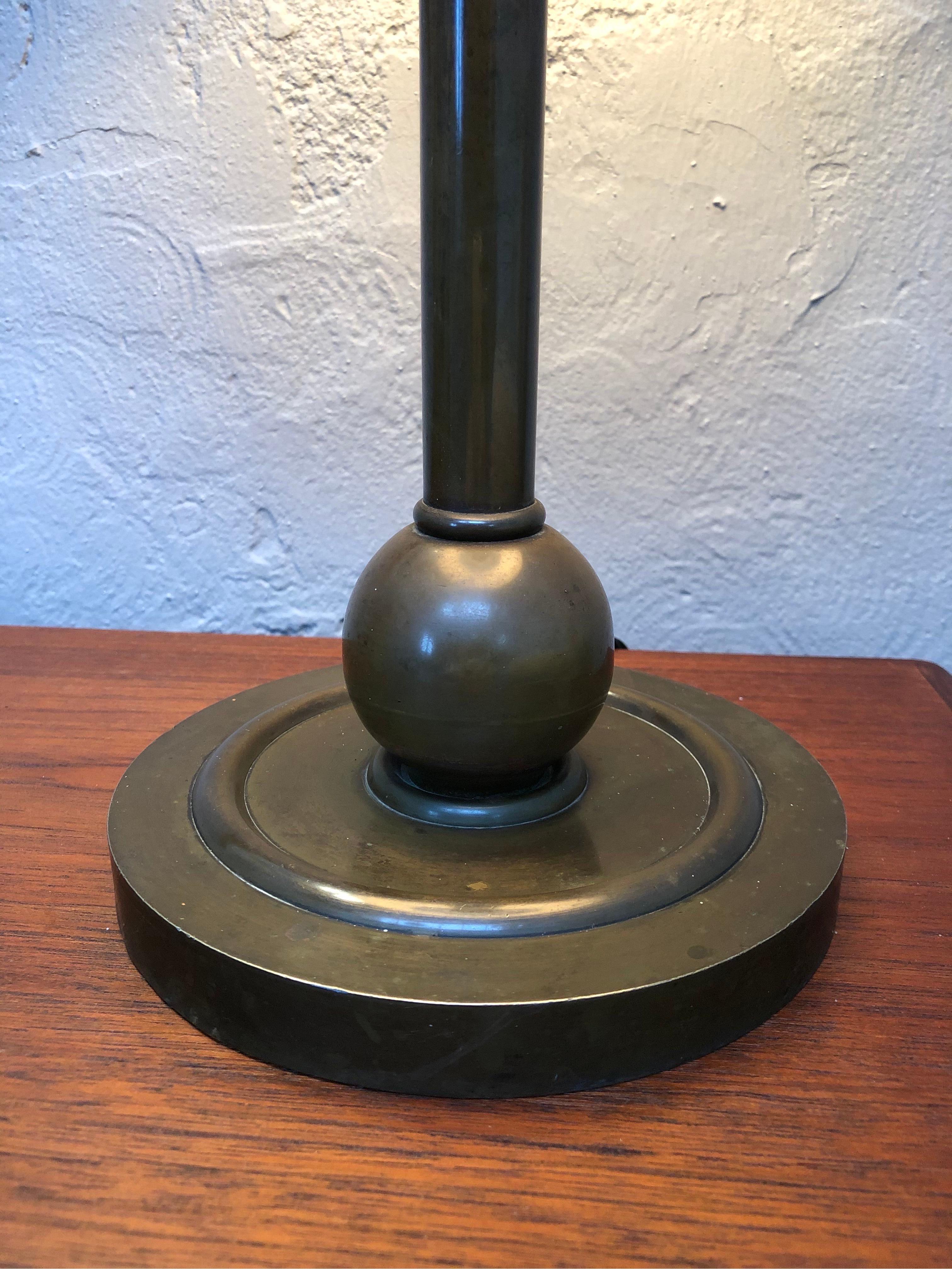 Antique Danish Art Deco Brass Table Lamp For Sale 8