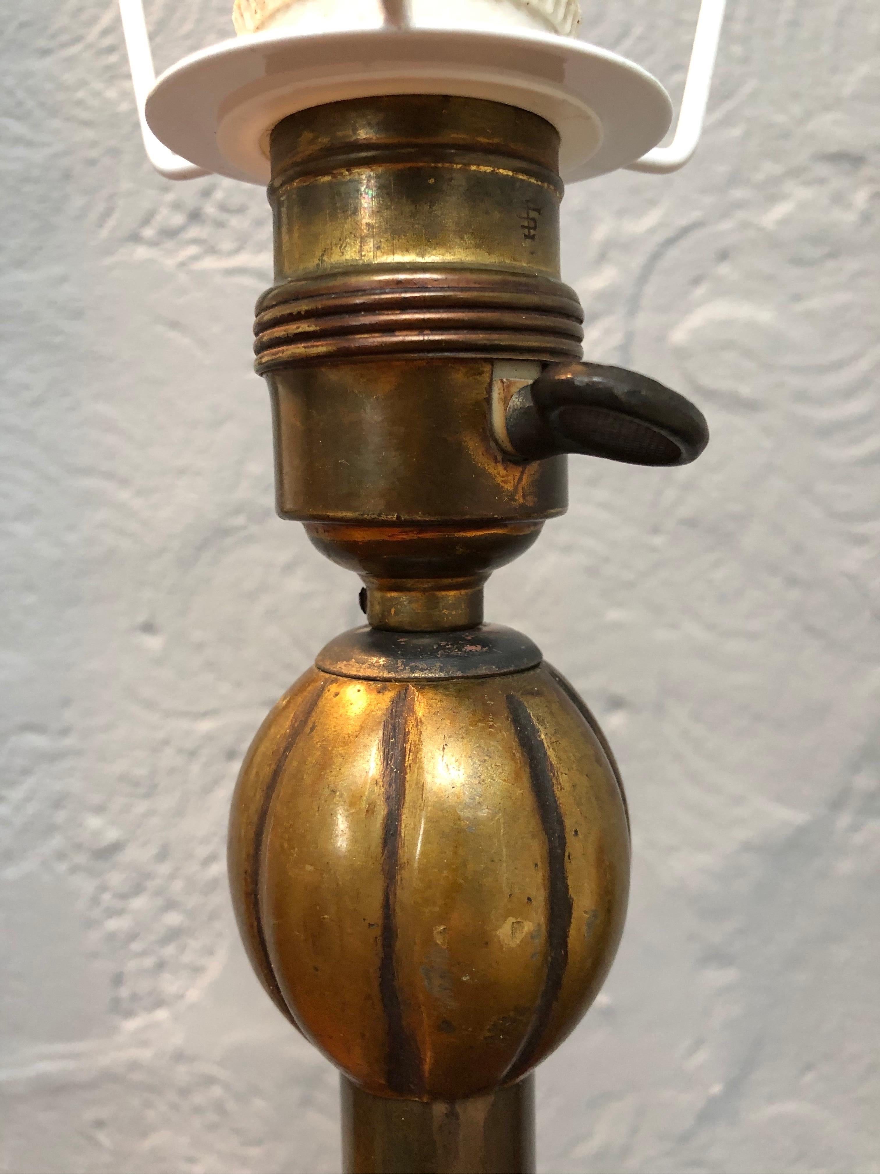 Antique Danish Art Deco Brass Table Lamp For Sale 2